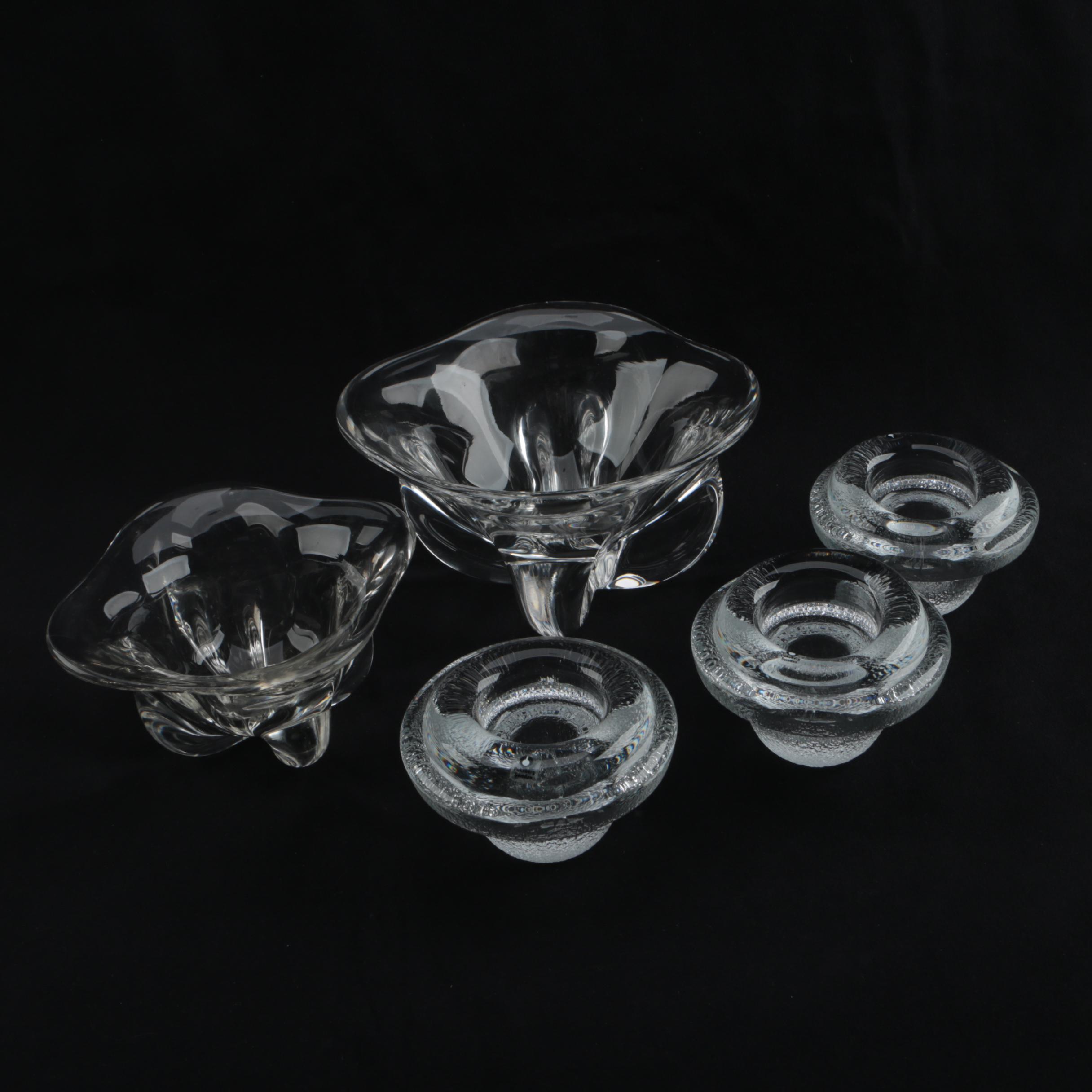 Art Glass Vessels and Pukeberg of Sweden Candleholders