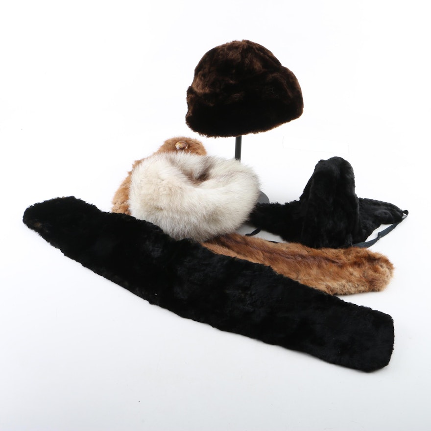 Vintage Collars and Hats in Marten Fur, Beaver Fur and Fox Fur