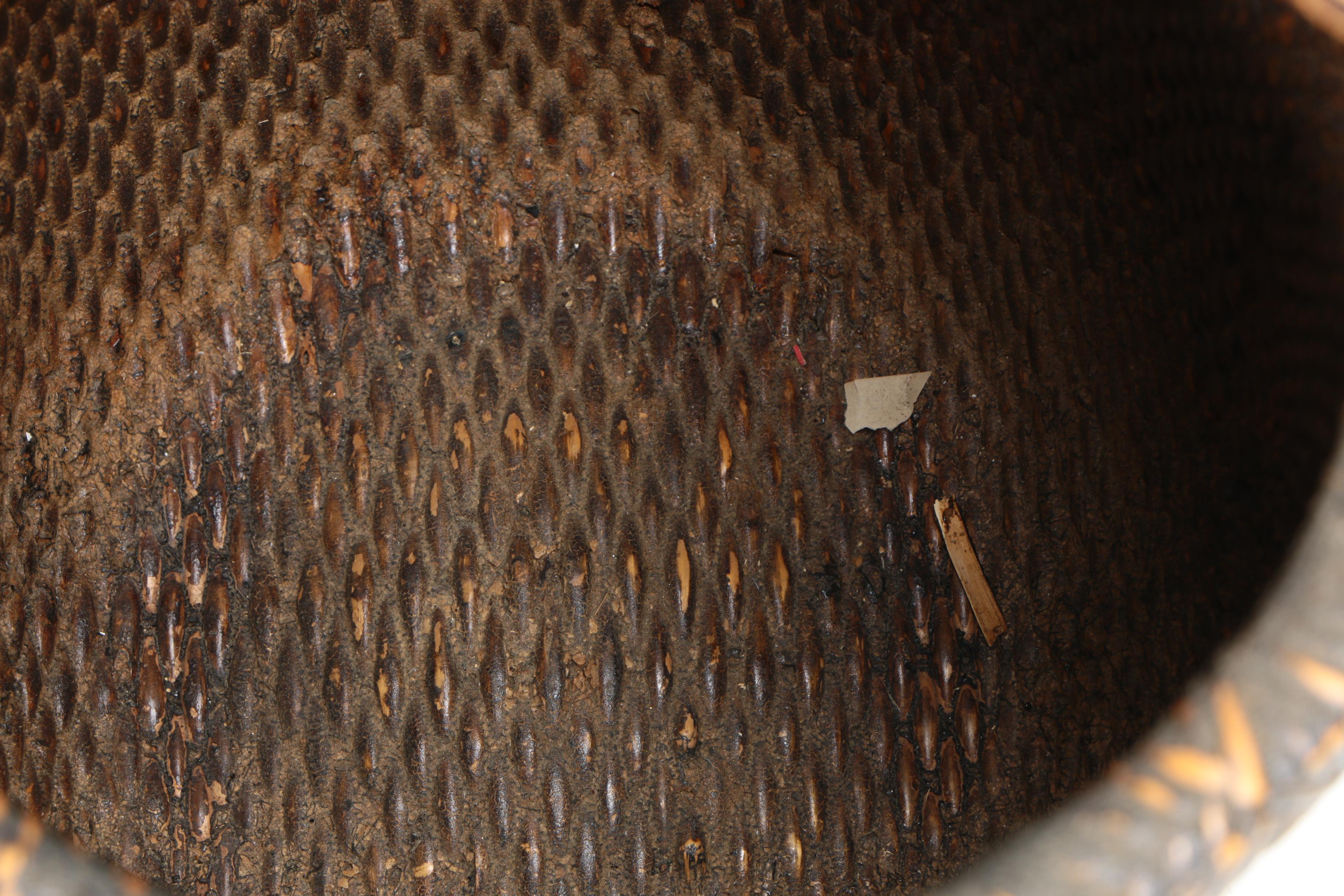 Vintage Chinese Rice Basket with Bamboo Handle