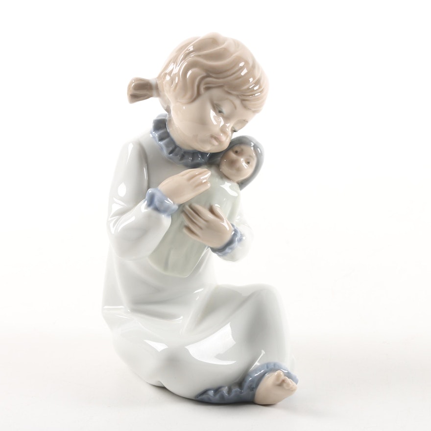 Nao by Lladró "Girl with Doll" Porcelain Figurine