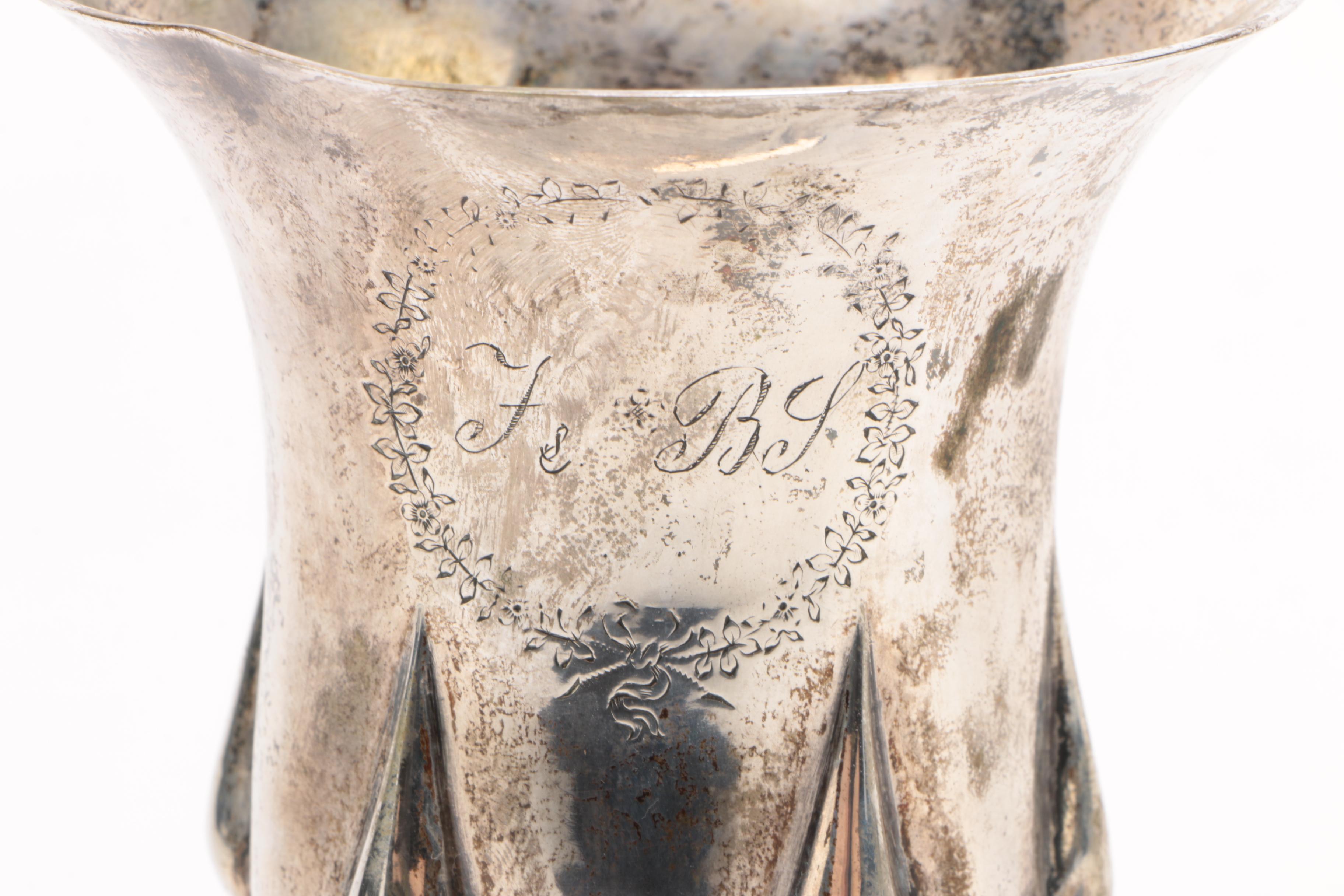 19th Century W. Zeitz German 750 Silver Grapevine Motif Goblet