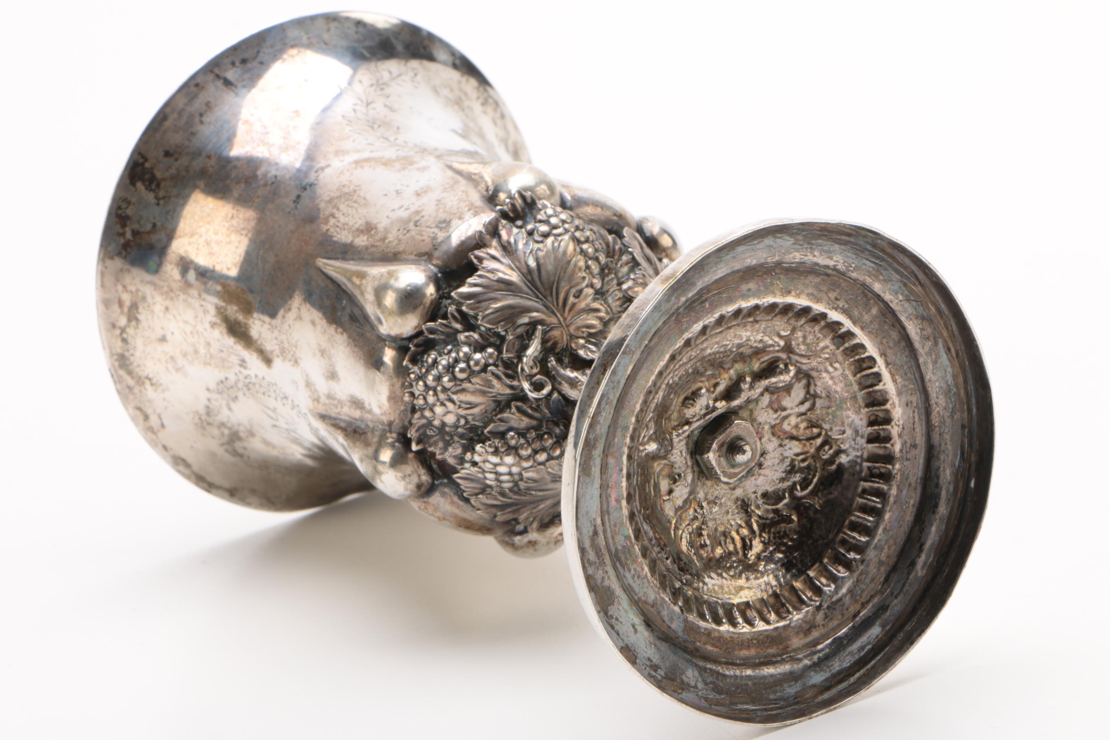 19th Century W. Zeitz German 750 Silver Grapevine Motif Goblet