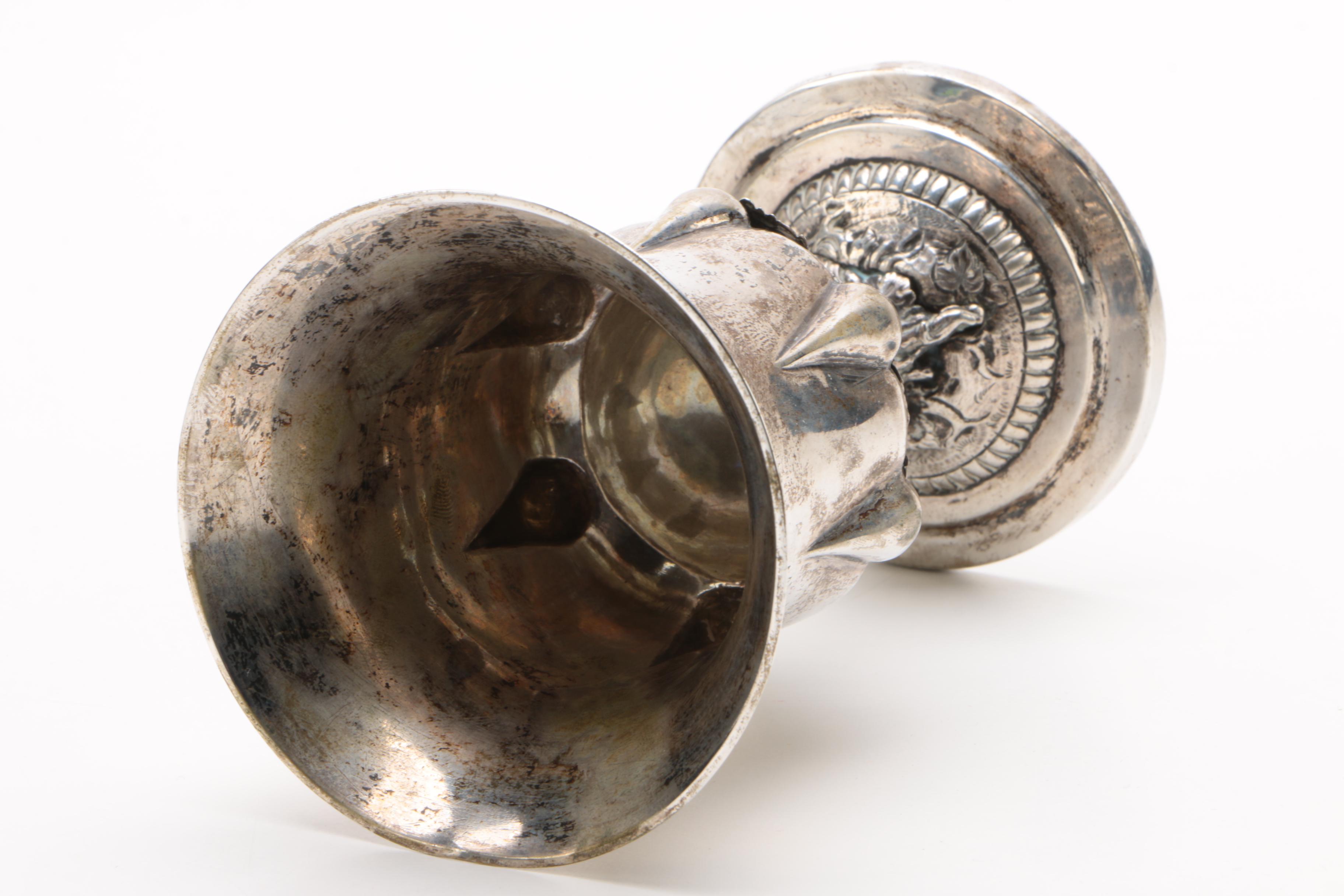 19th Century W. Zeitz German 750 Silver Grapevine Motif Goblet