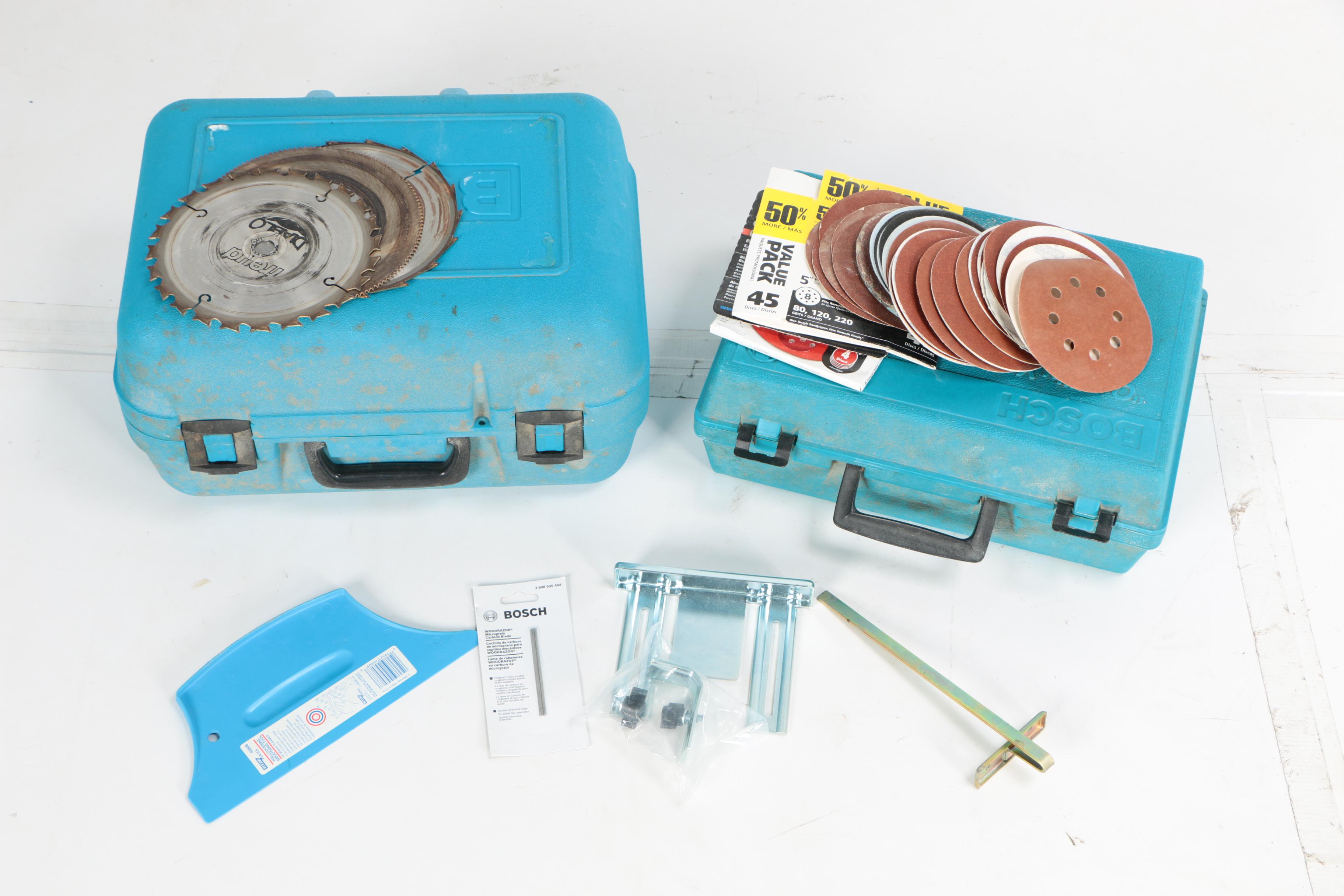 Bosch Corded Circular Saw and Hand Sanders with Blades and Papers