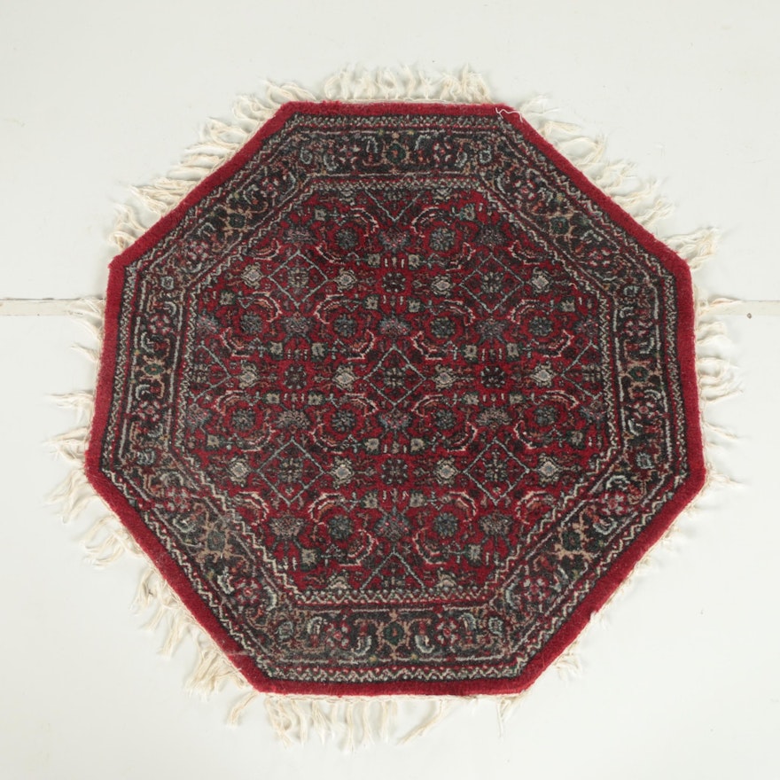 Hand-Knotted Indo-Persian Octagonal Wool Accent Rug