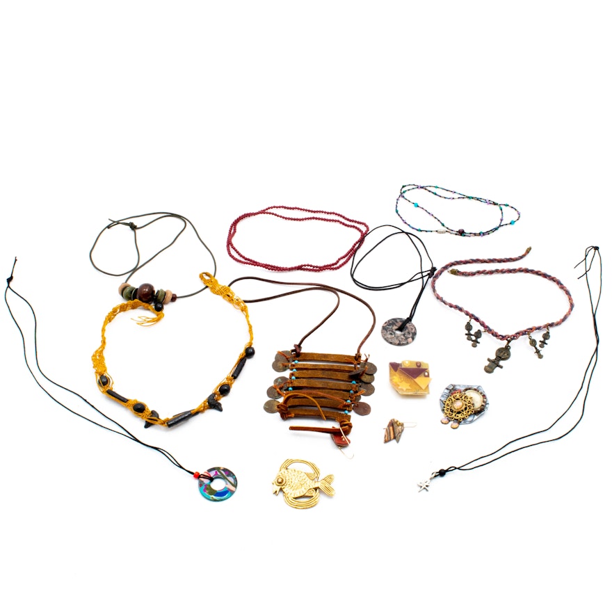 Artisan-Made Leather, Stone, and Beaded Jewelry