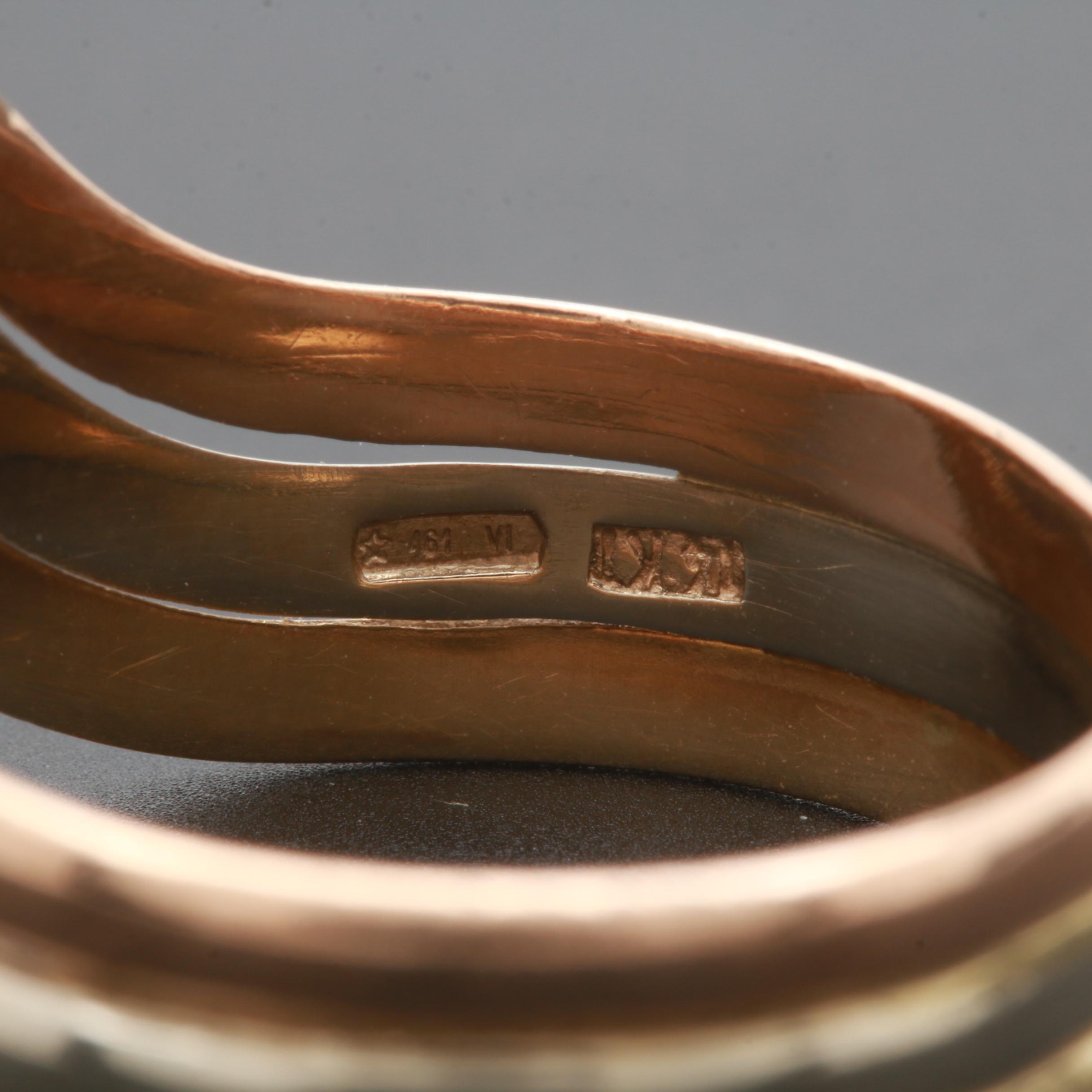 14K Yellow, White and Rose Gold Ring