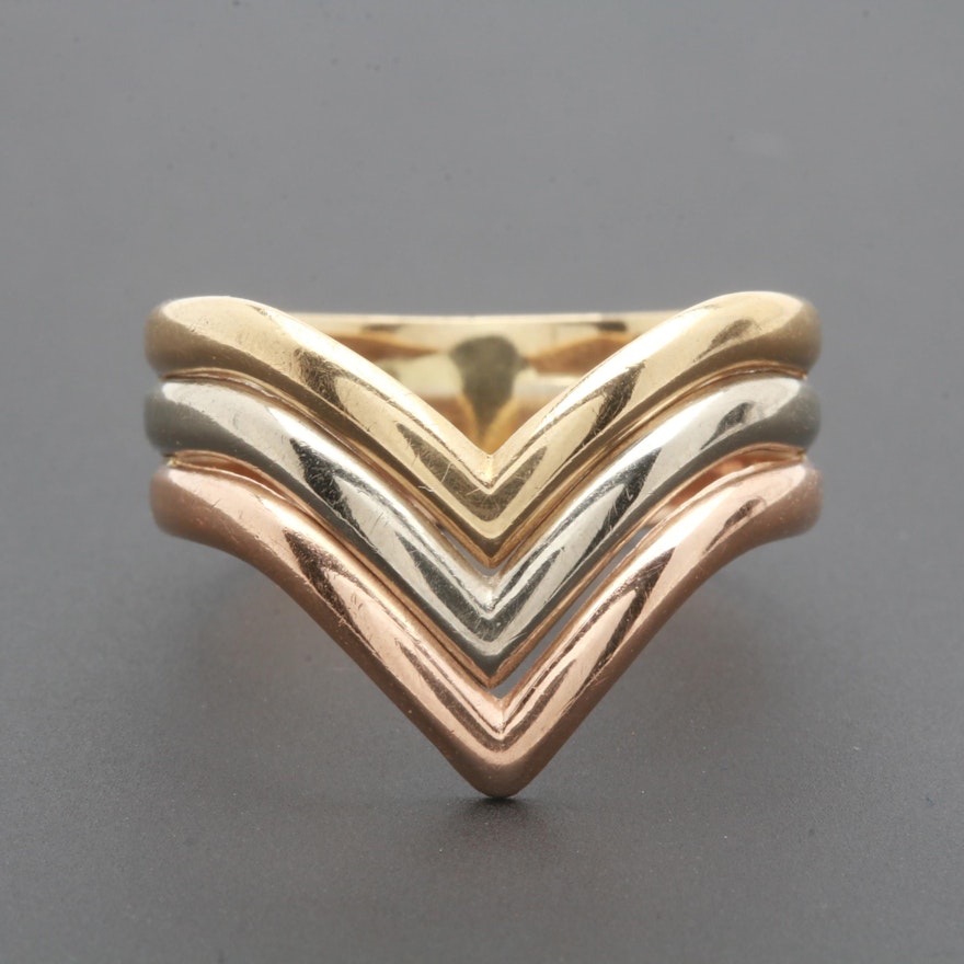 14K Yellow, White and Rose Gold Ring