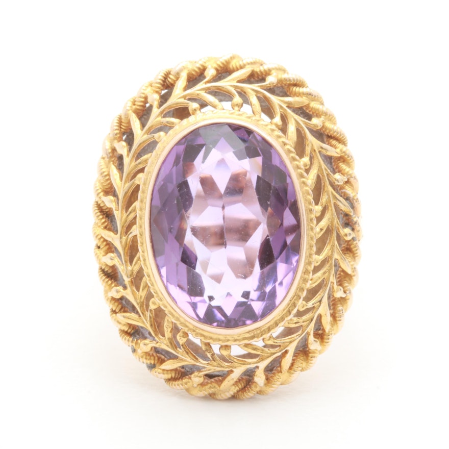 10K and 14K Yellow Gold Amethyst Ring