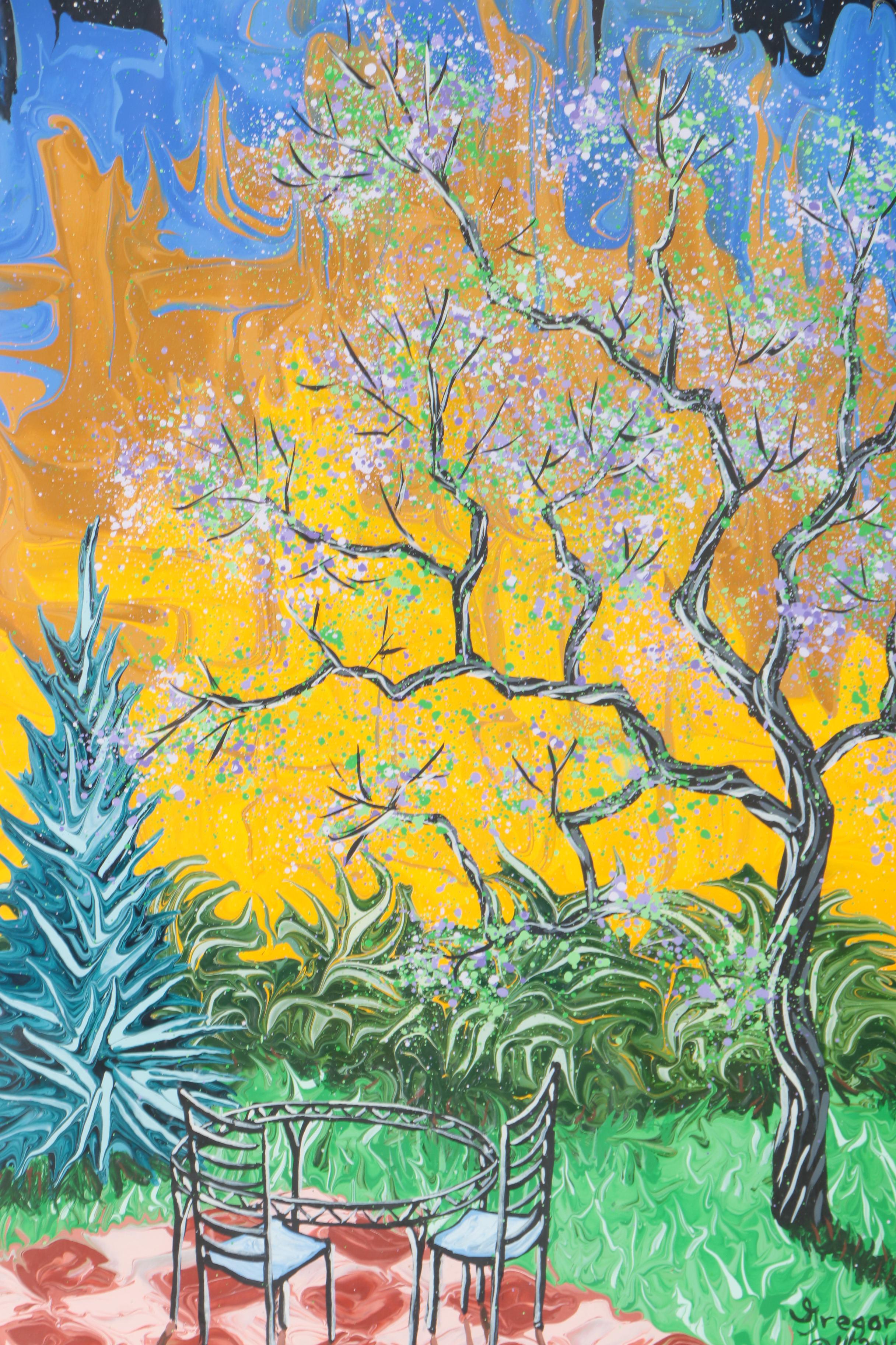 Gregory Horndeski Acrylic Painting "Springtime Sunrise in the Garden"