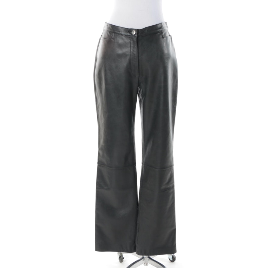 Women's Anne Klein 2 Black Leather Trousers