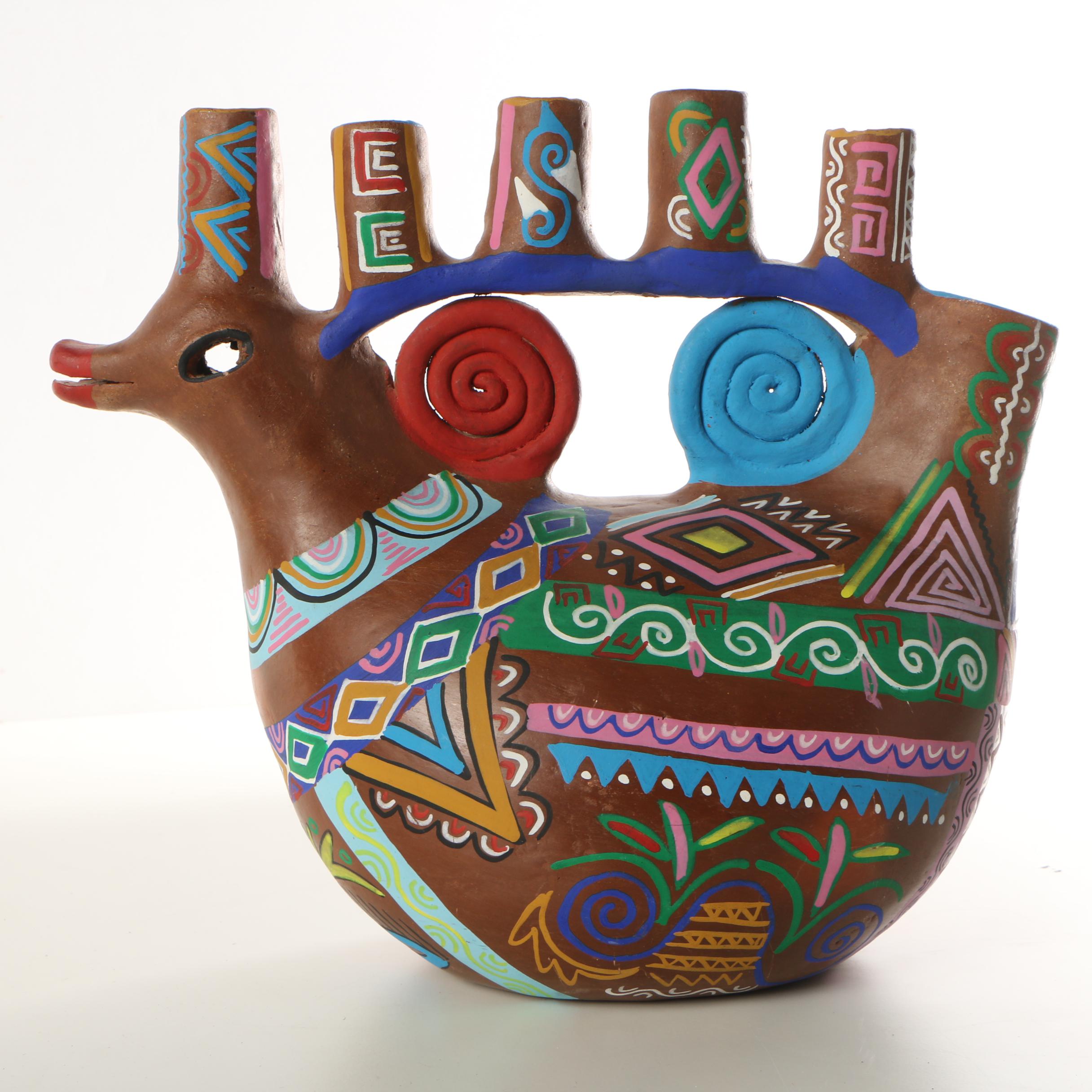 Alcala Gouache Painting and Art Pottery Vase