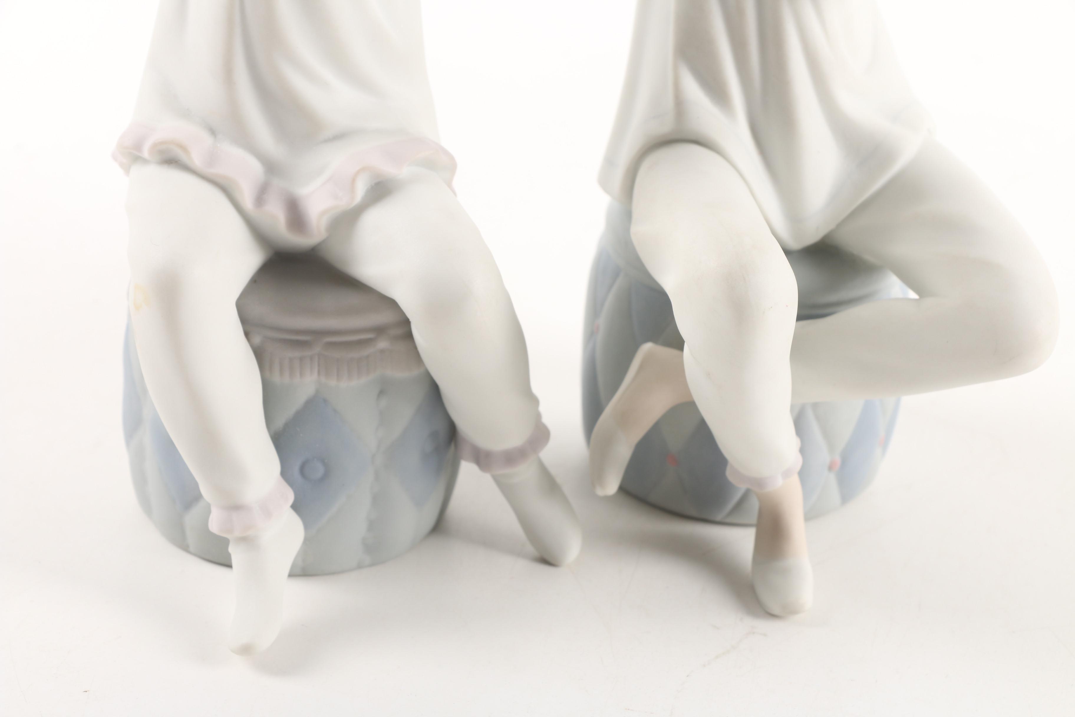 Vintage Lladró "Girls Dressing" Bisque Figurines