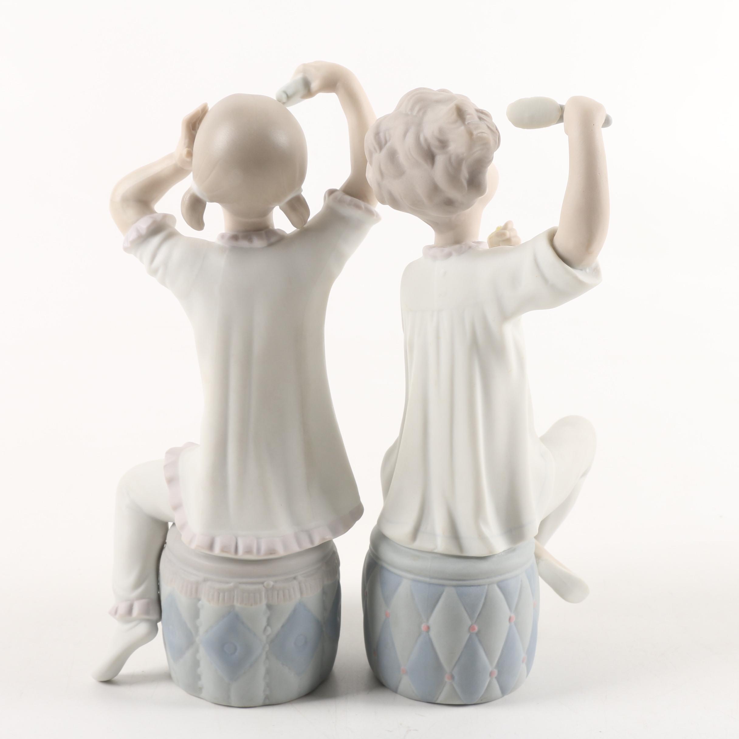 Vintage Lladró "Girls Dressing" Bisque Figurines