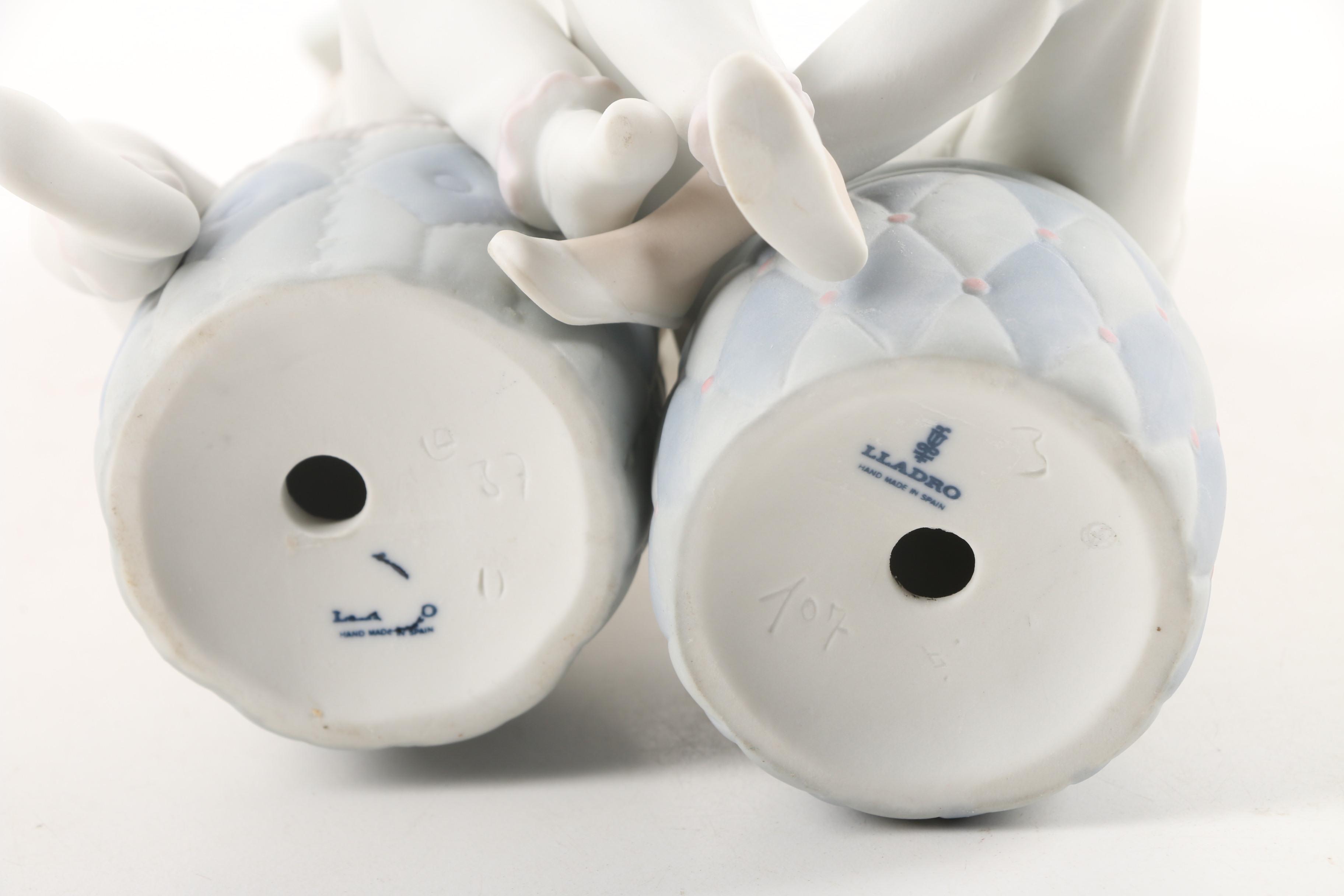 Vintage Lladró "Girls Dressing" Bisque Figurines