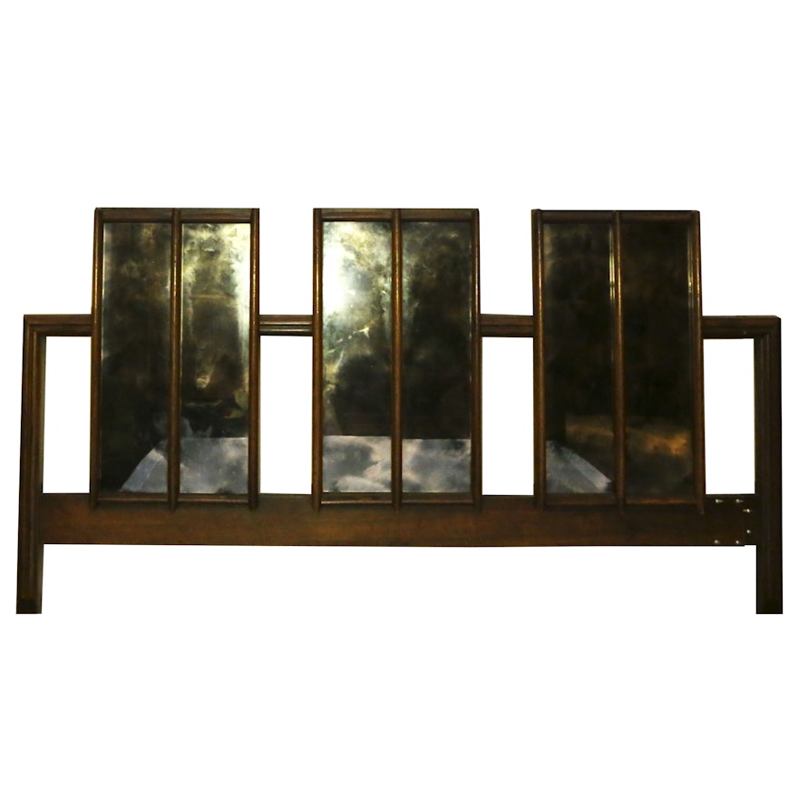 Vintage King Size Headboard with Mirrored Panels