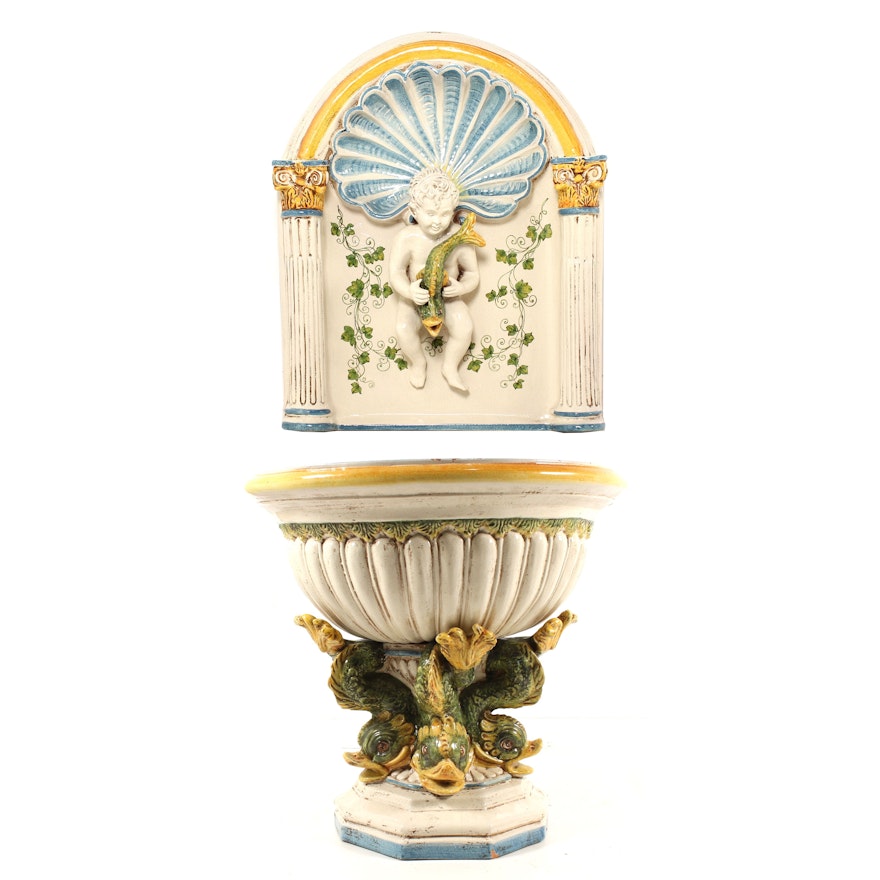 Neoclassical Style Glazed Ceramic Fountain