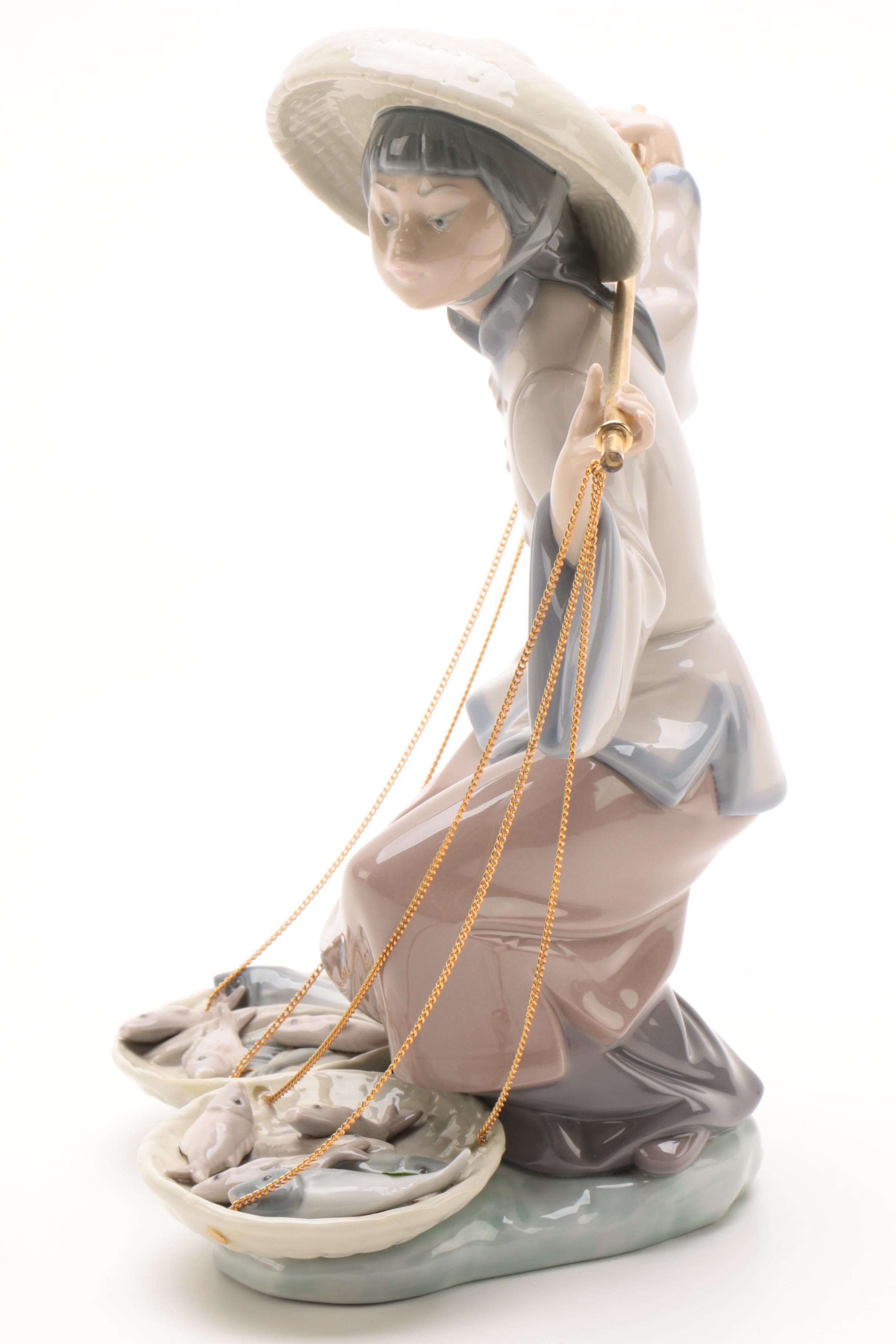 Vintage Lladró "Chinese In the Market" Porcelain Figurine