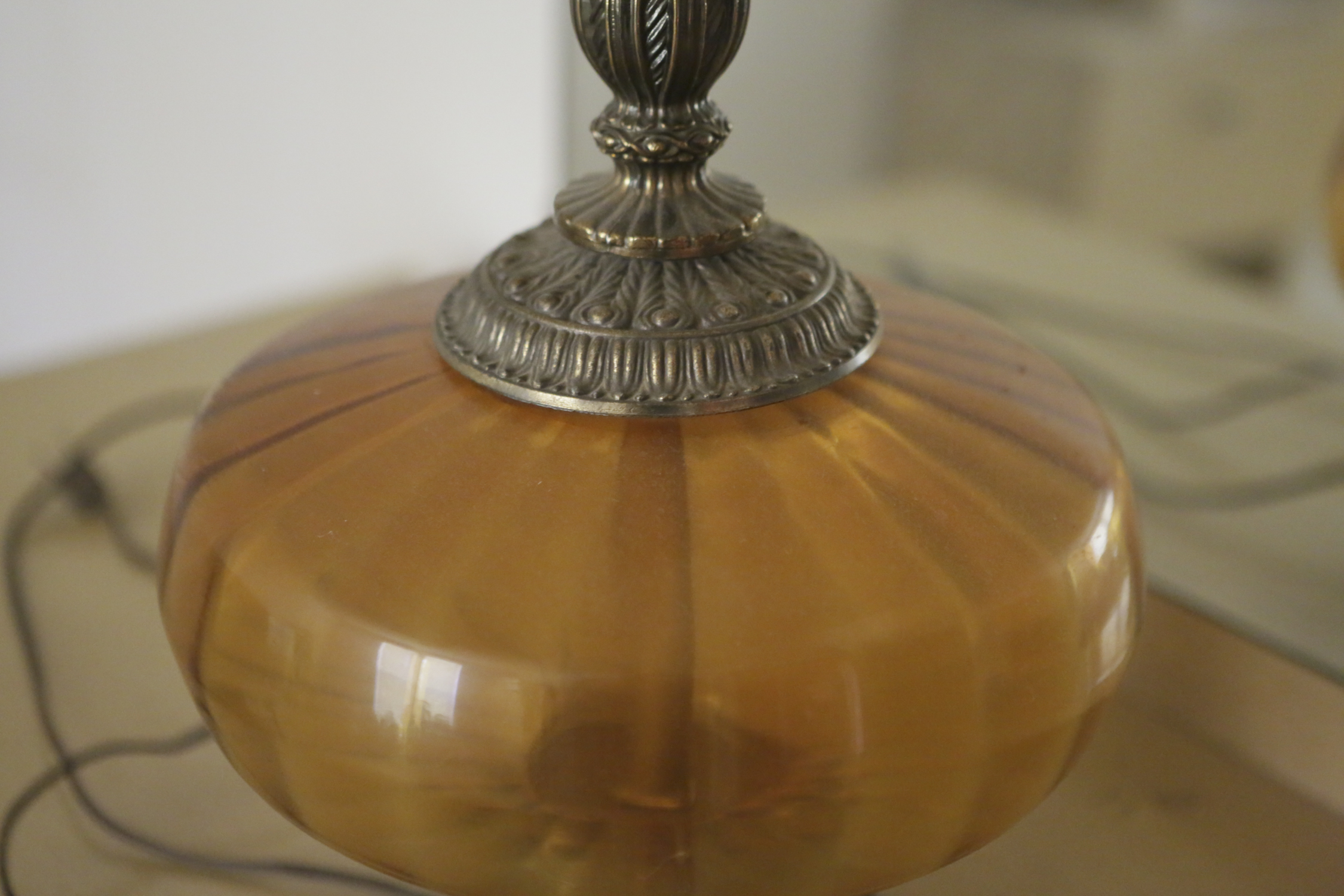 Vintage Glass and Metal Table Lamp