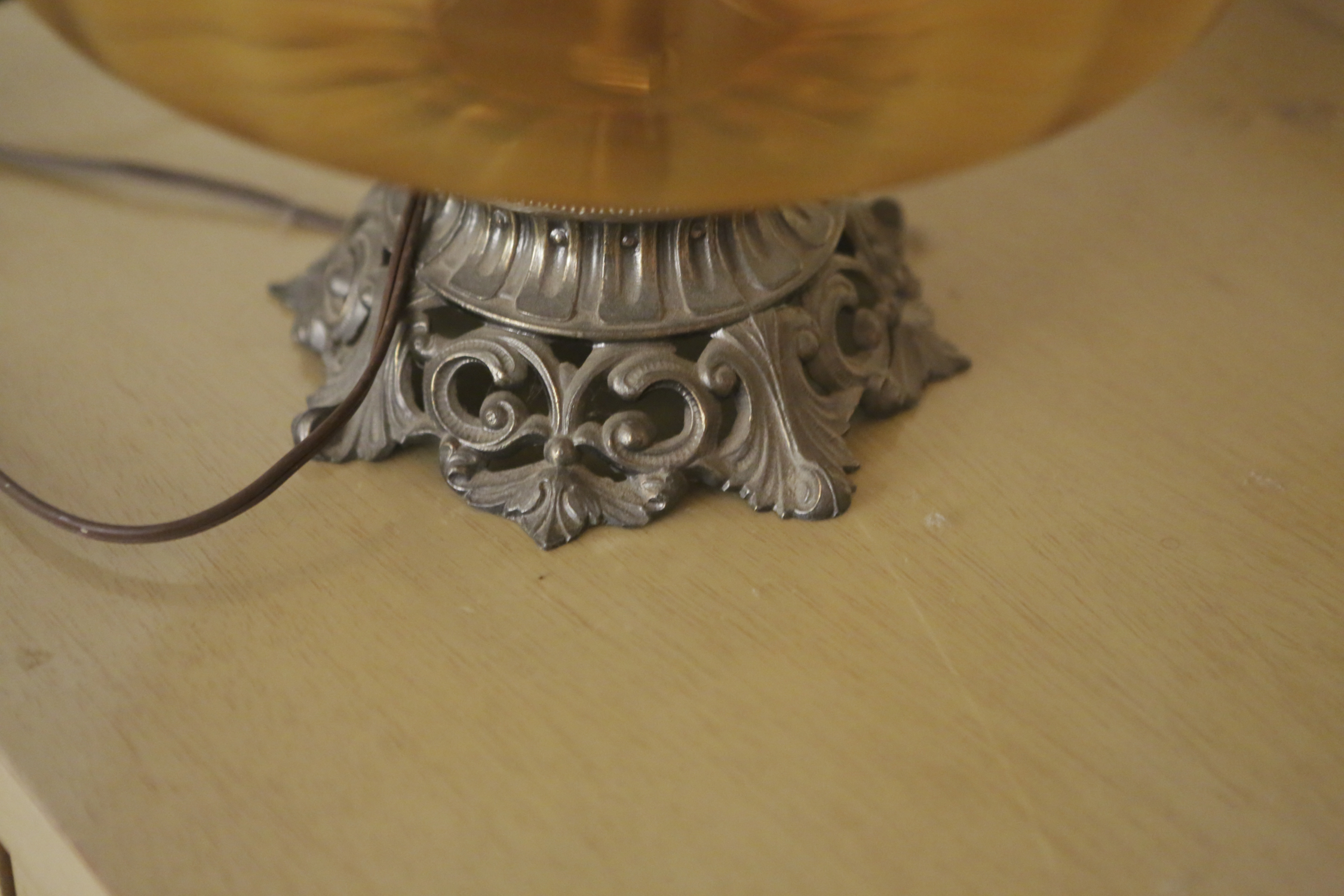 Vintage Glass and Metal Table Lamp