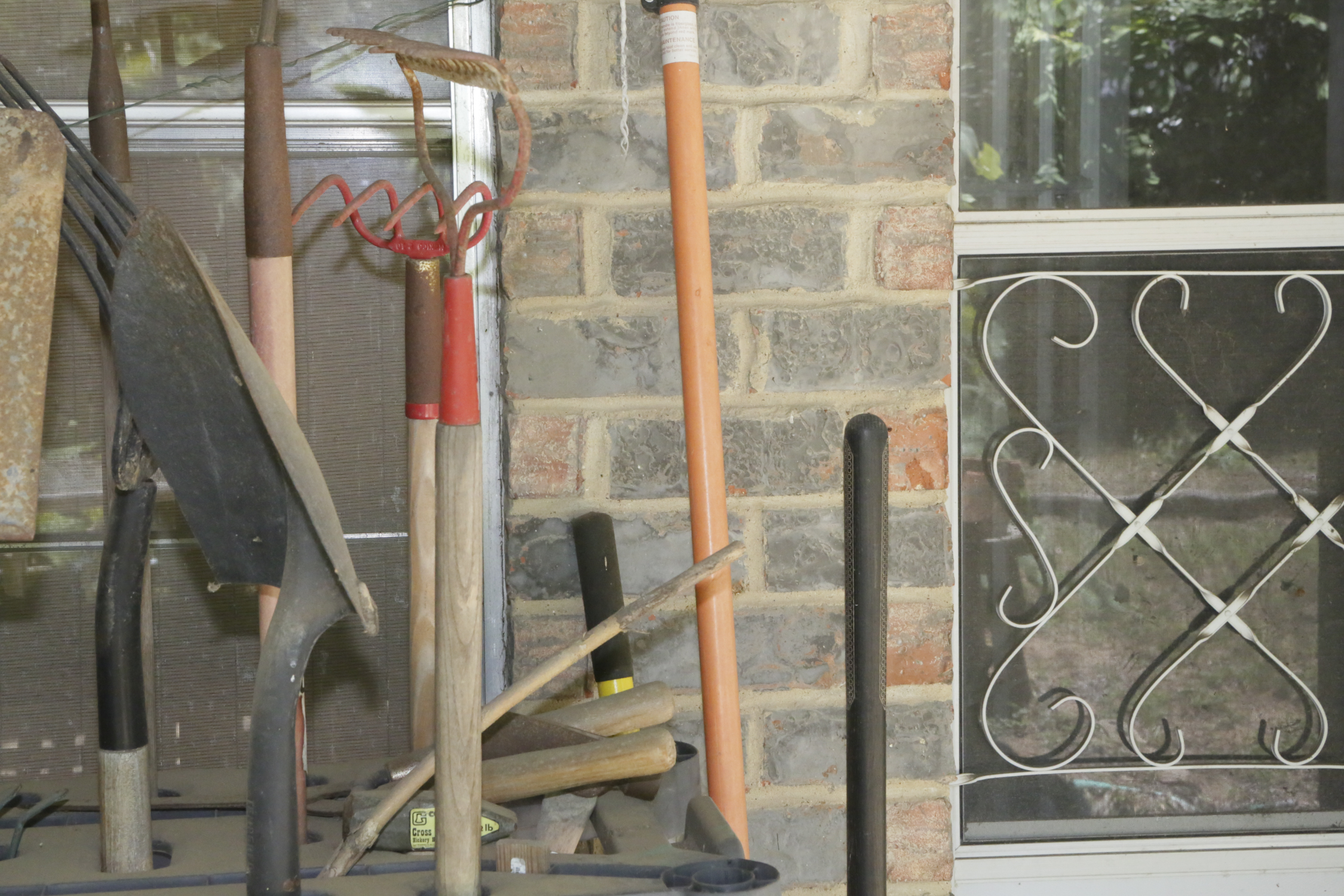 Lawn and Garden Tools Including Rakes, Shovels, Pitchfork, More