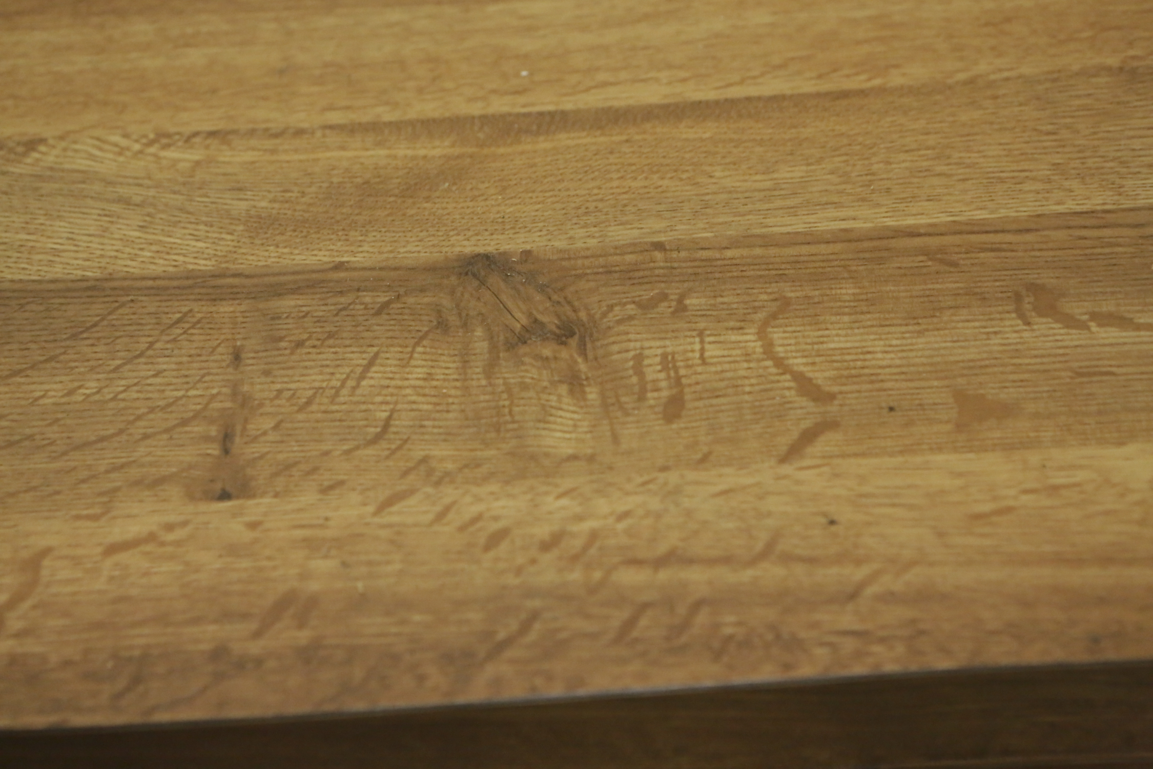 Vintage Wood Grain Laminate and Metal Dining Table