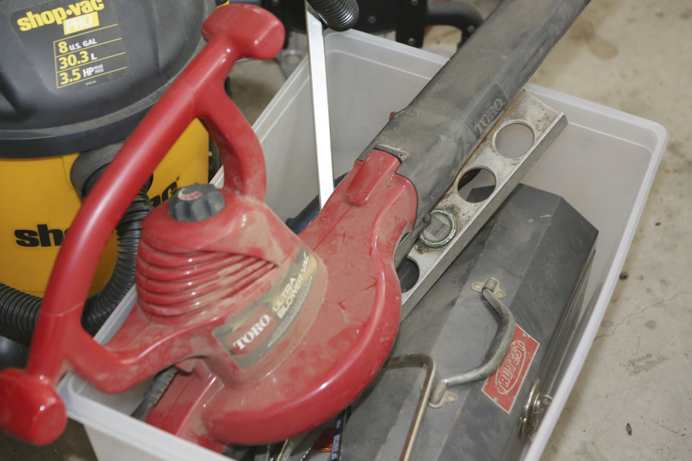 Shop Vac, Leaf Blower, Saw Horses and More