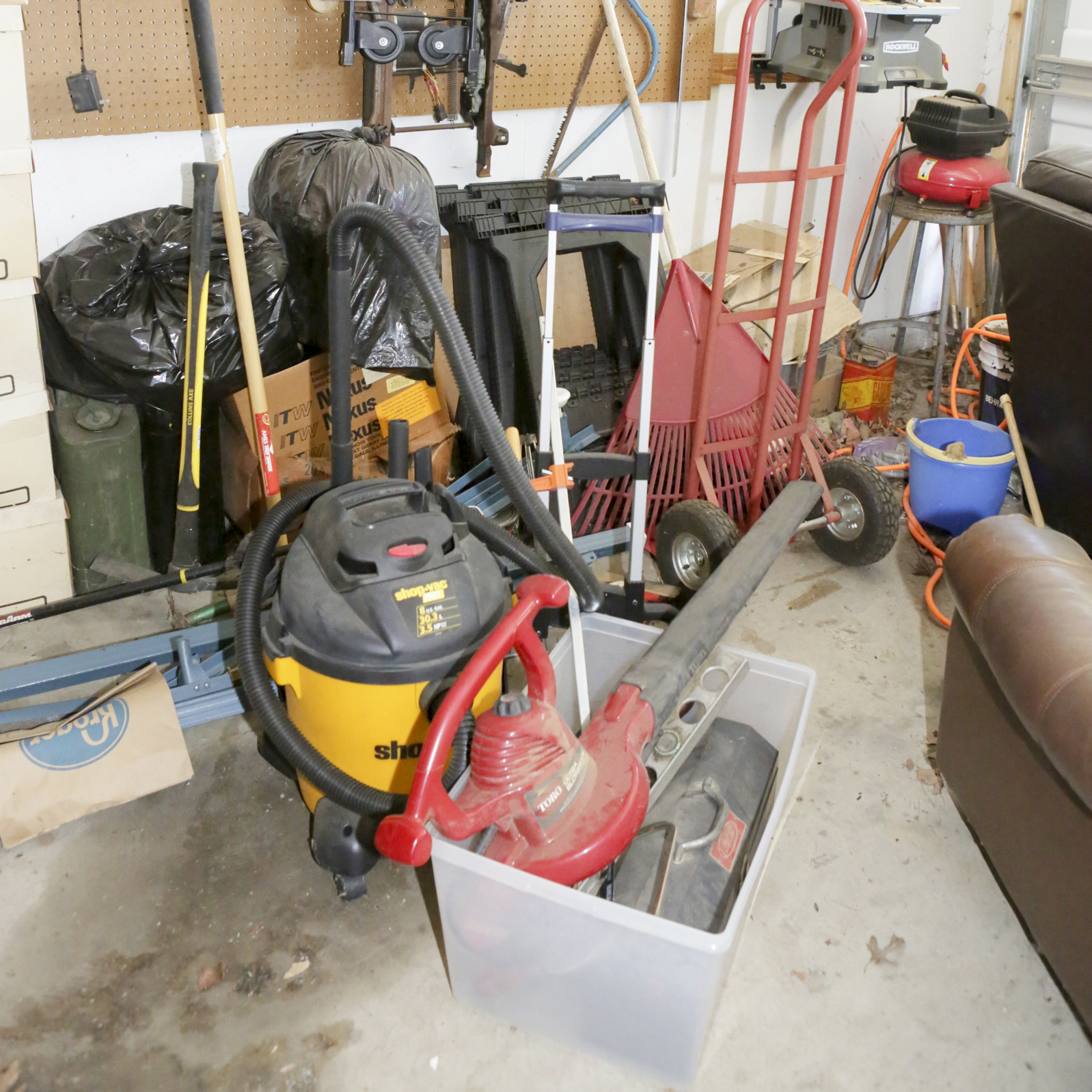Shop Vac, Leaf Blower, Saw Horses and More