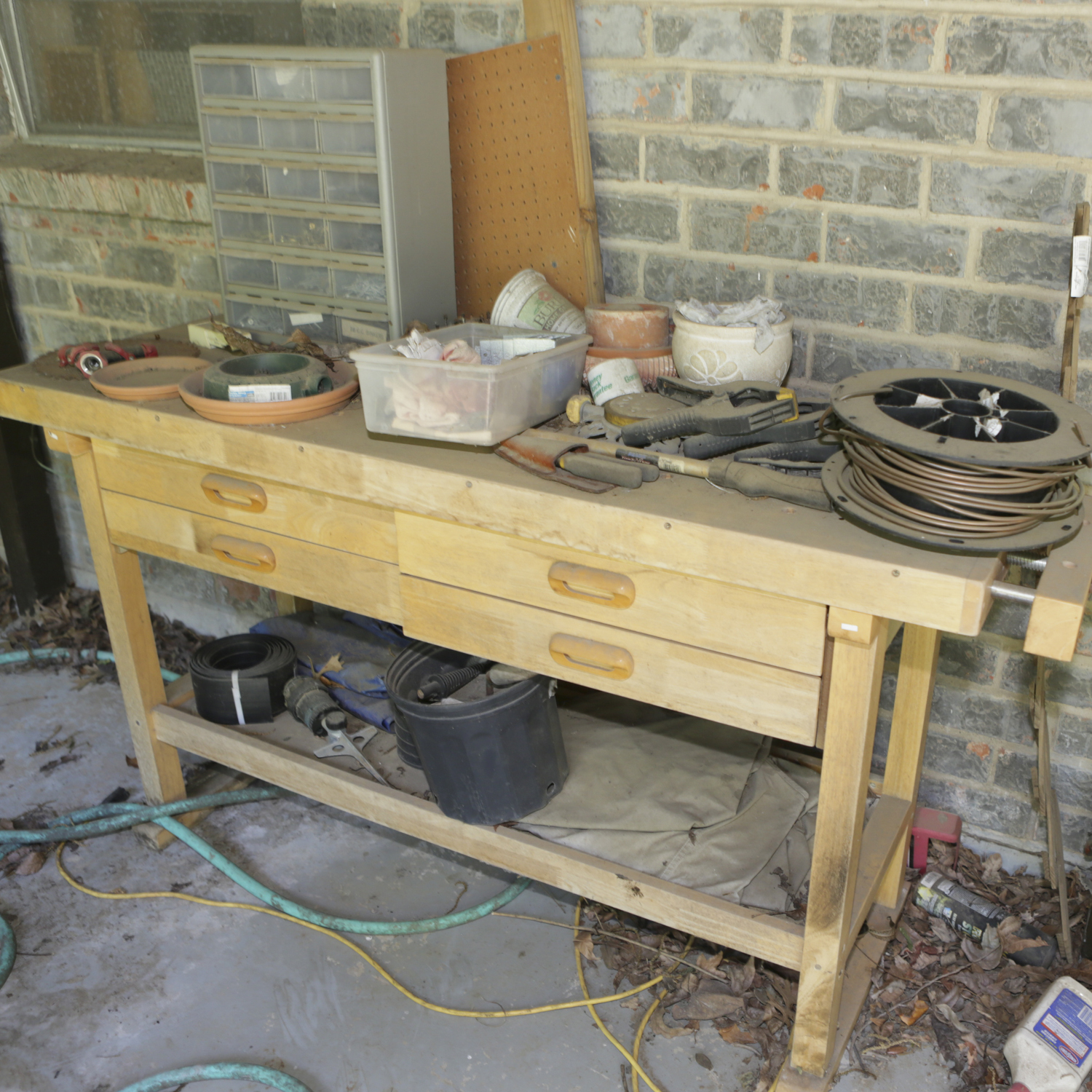 Wooden Workbench, Hand Tools, Hardware and More