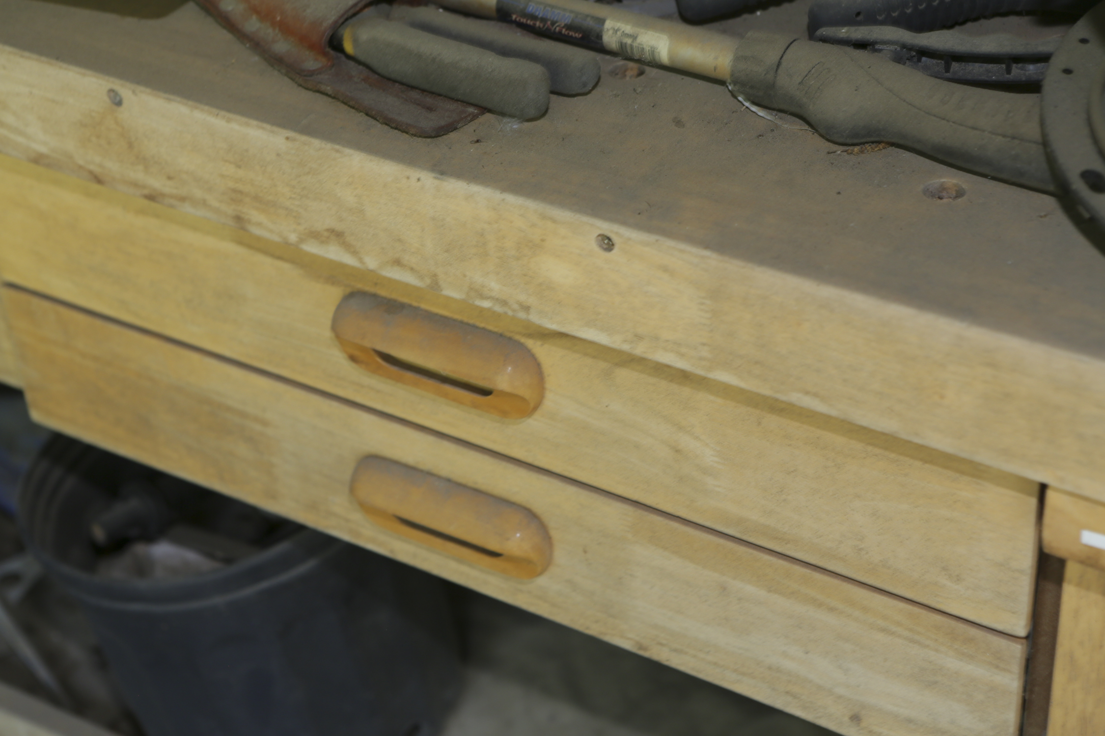 Wooden Workbench, Hand Tools, Hardware and More