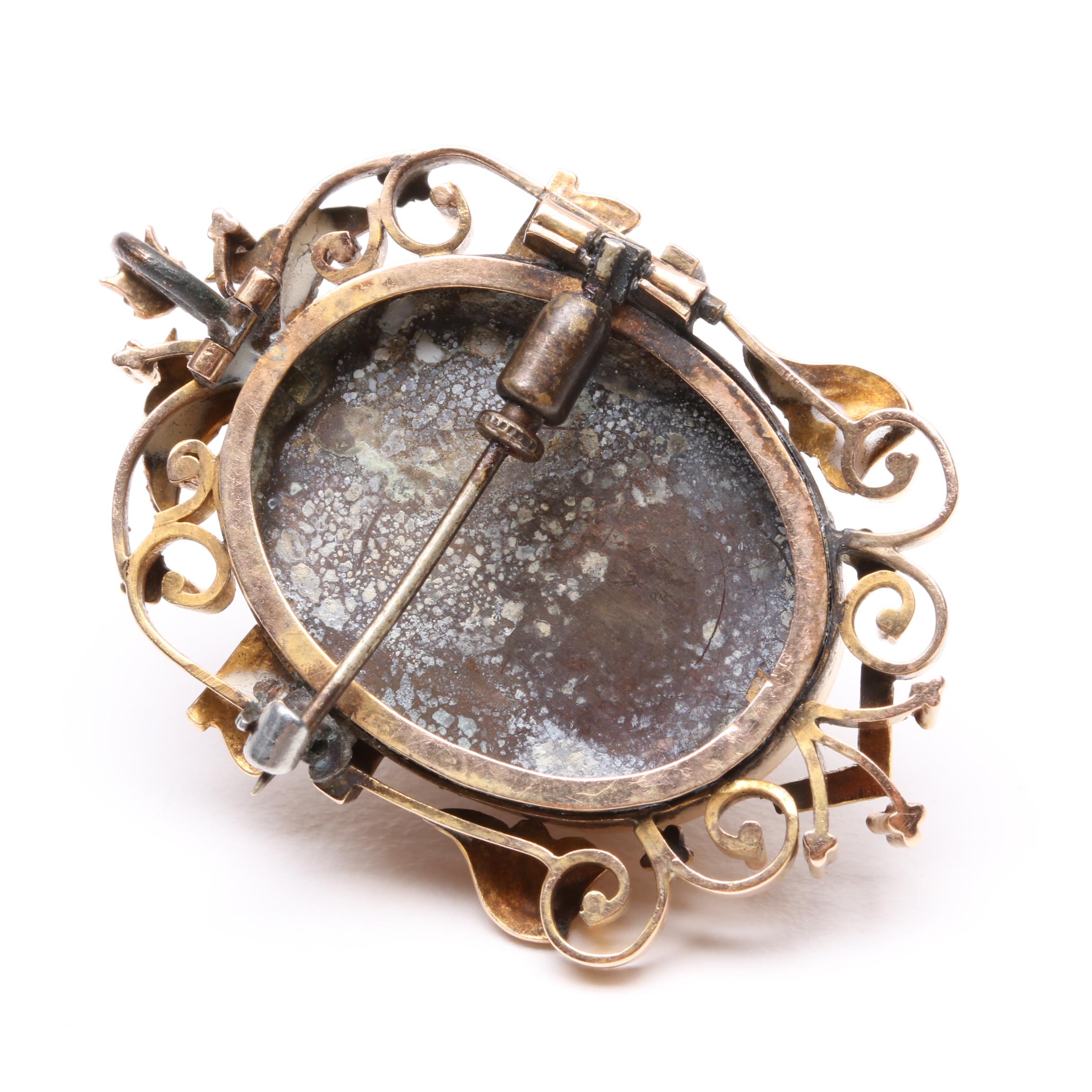 Mid-Victorian 14K Yellow Gold Sardonyx Cameo Converter Brooch