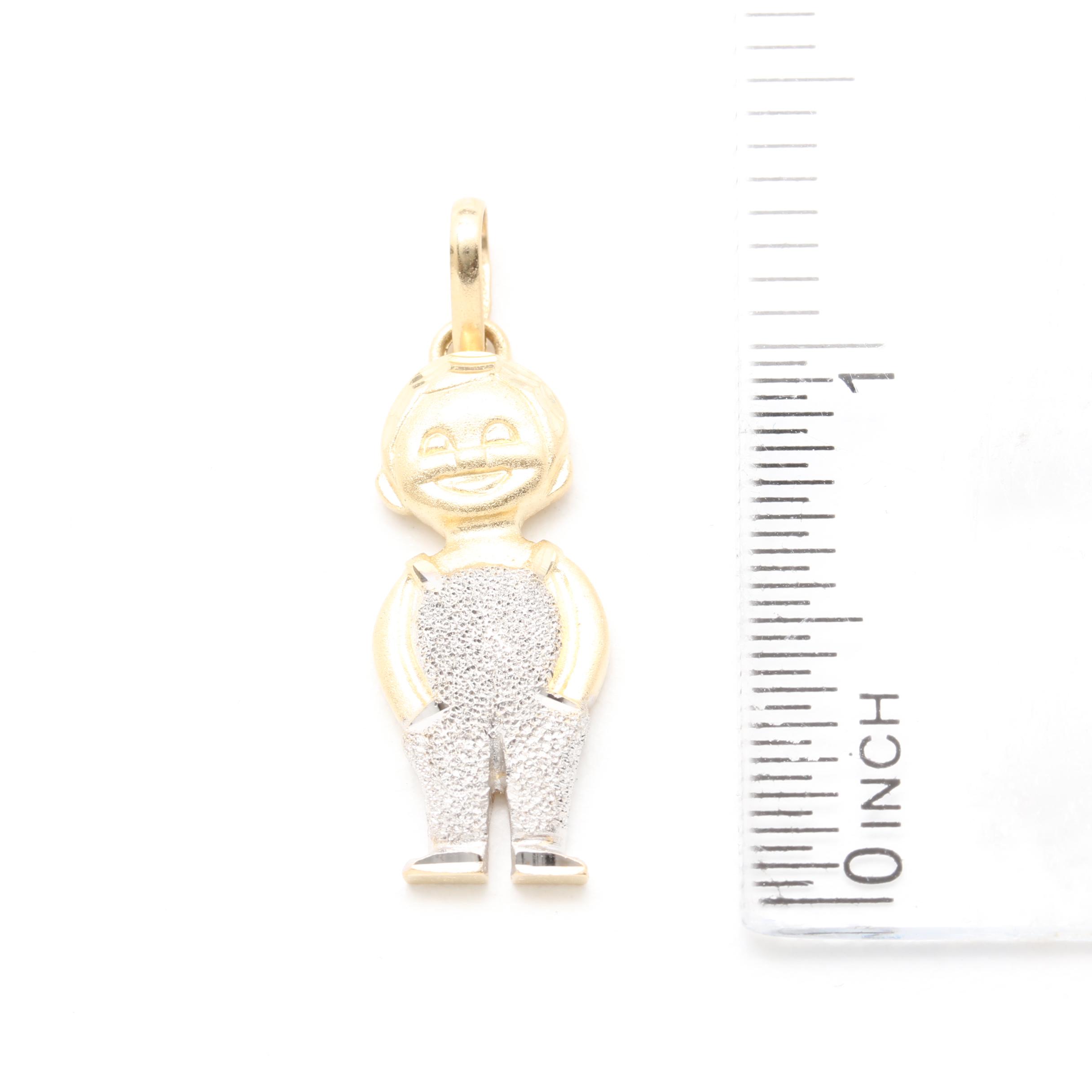 14K Yellow and White Gold Child Pendant