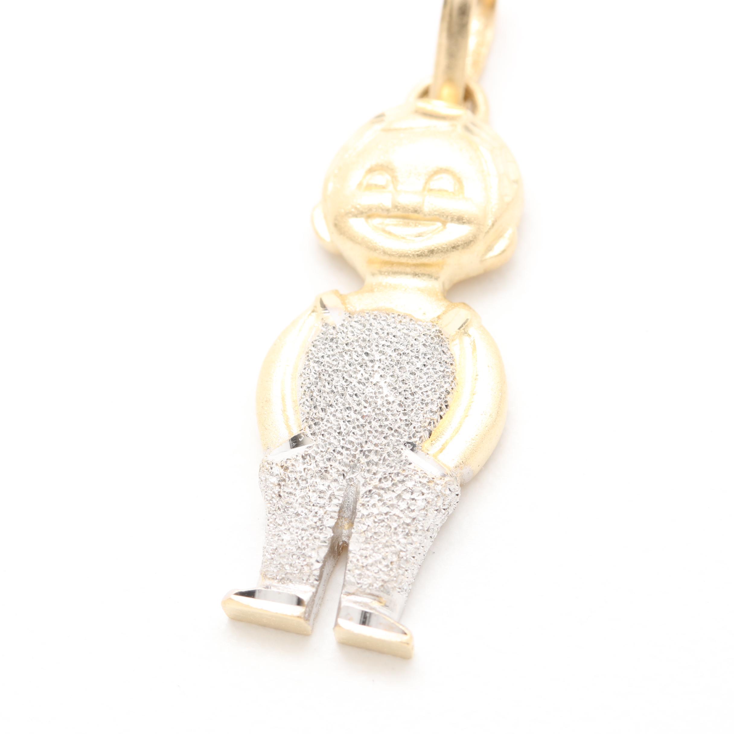 14K Yellow and White Gold Child Pendant