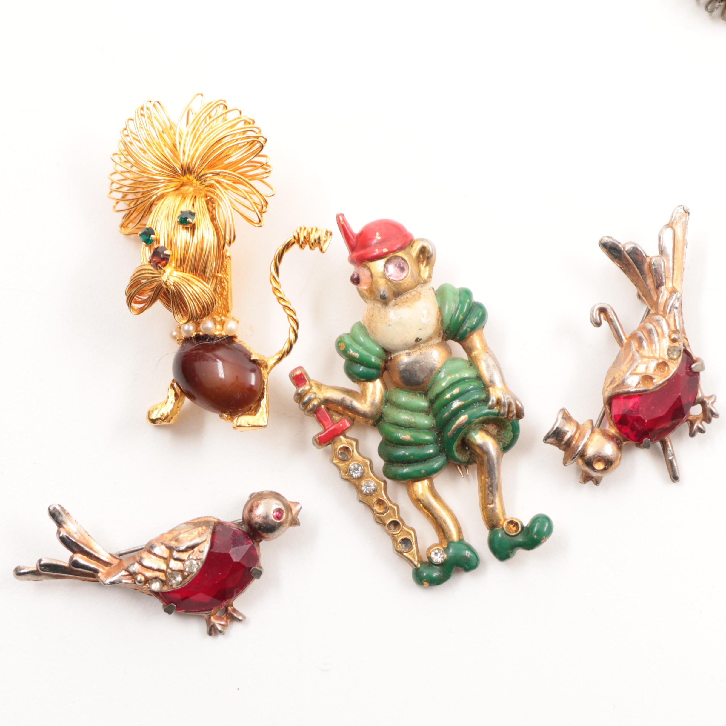 Carved Wooden Jewelry Box with Vintage Costume Jewelry