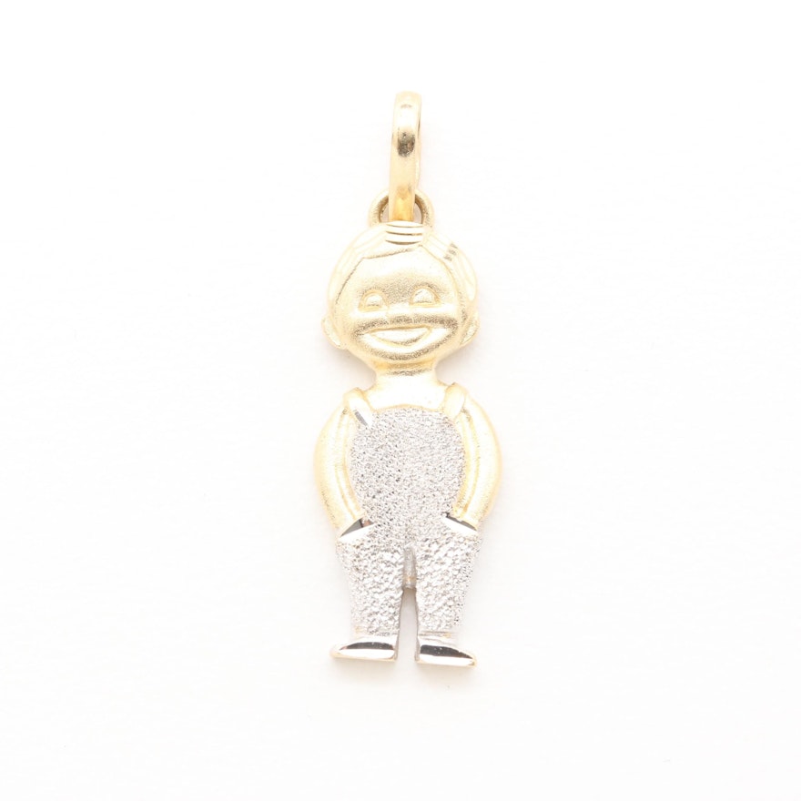 14K Yellow and White Gold Child Pendant