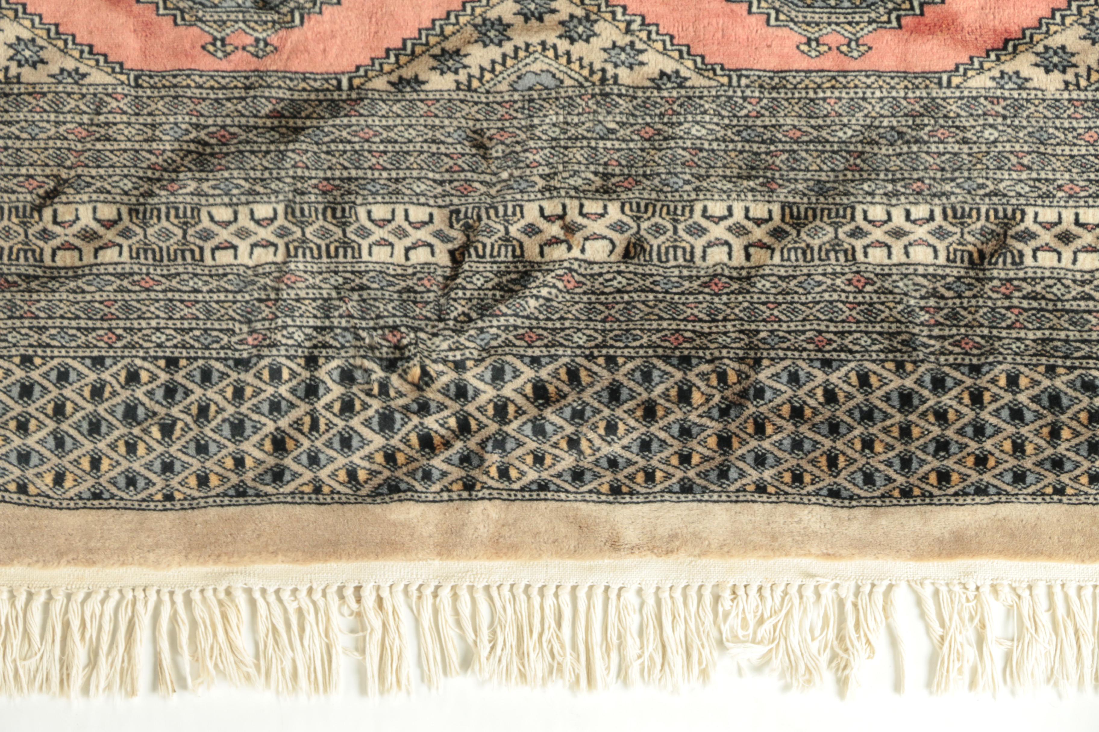 Hand-Knotted Pakistani Jaldar Bokhara Wool Area Rug