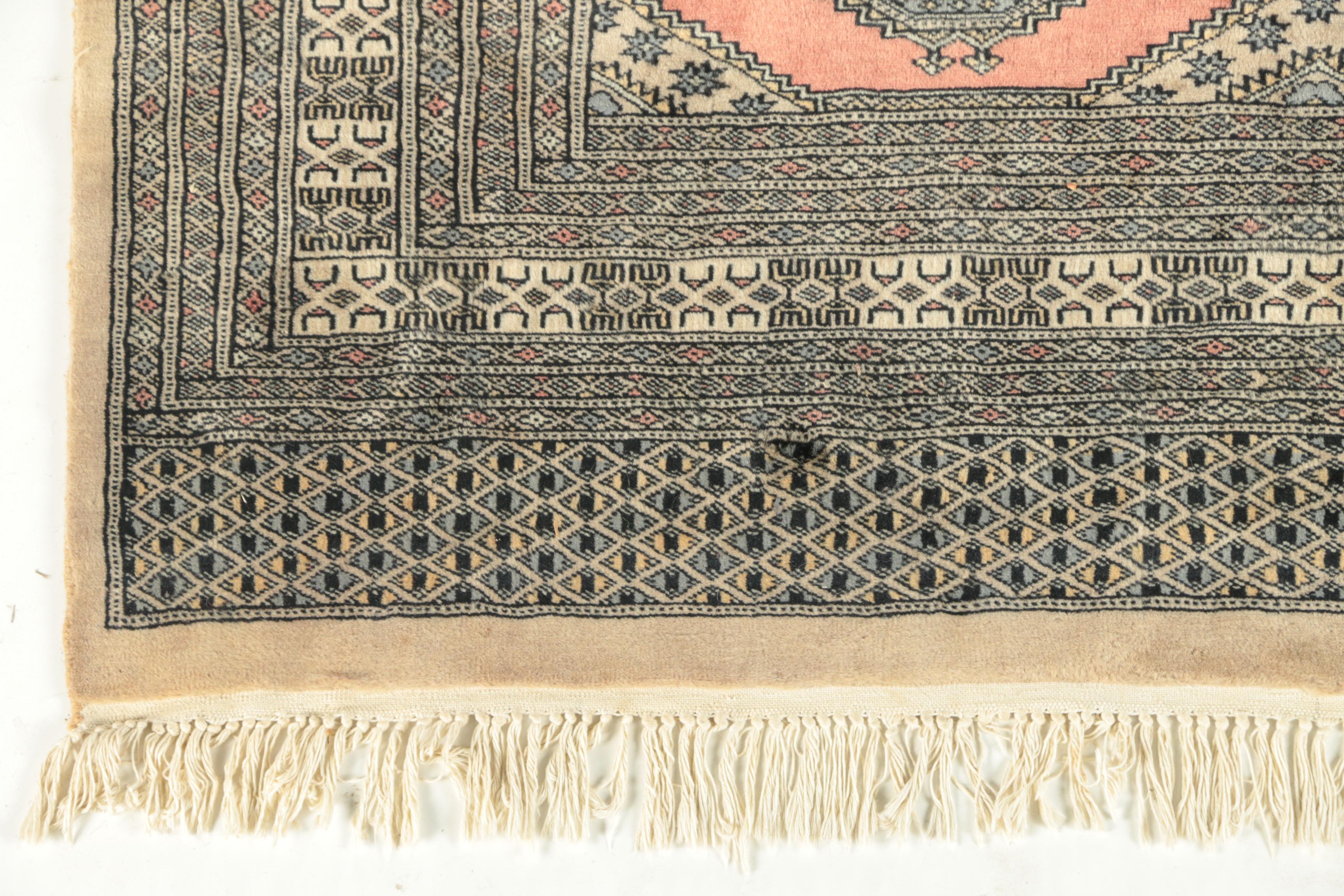 Hand-Knotted Pakistani Jaldar Bokhara Wool Area Rug
