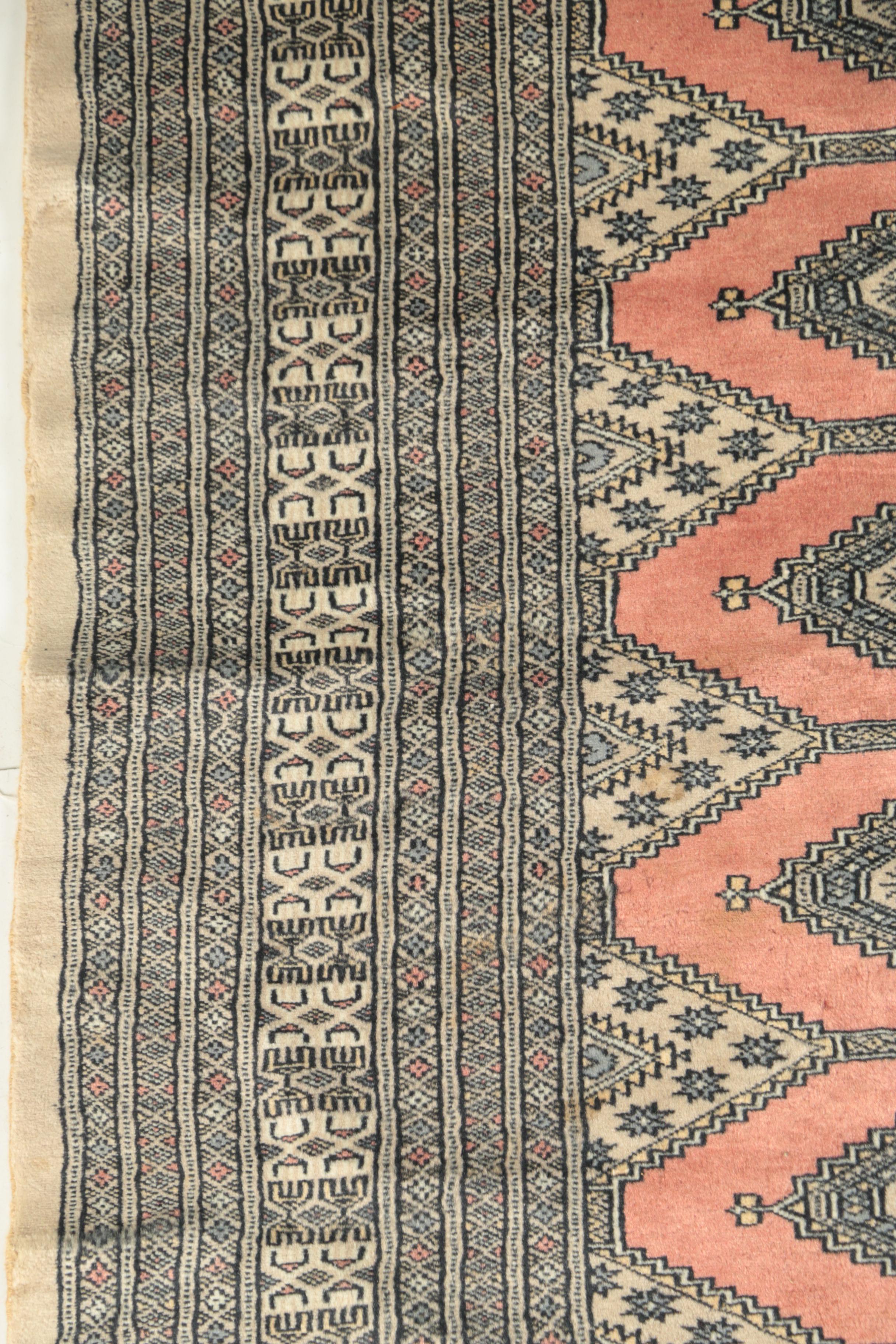 Hand-Knotted Pakistani Jaldar Bokhara Wool Area Rug