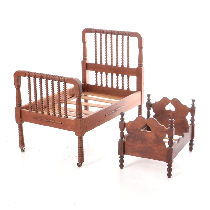 Antique Walnut Doll's Bed Frames