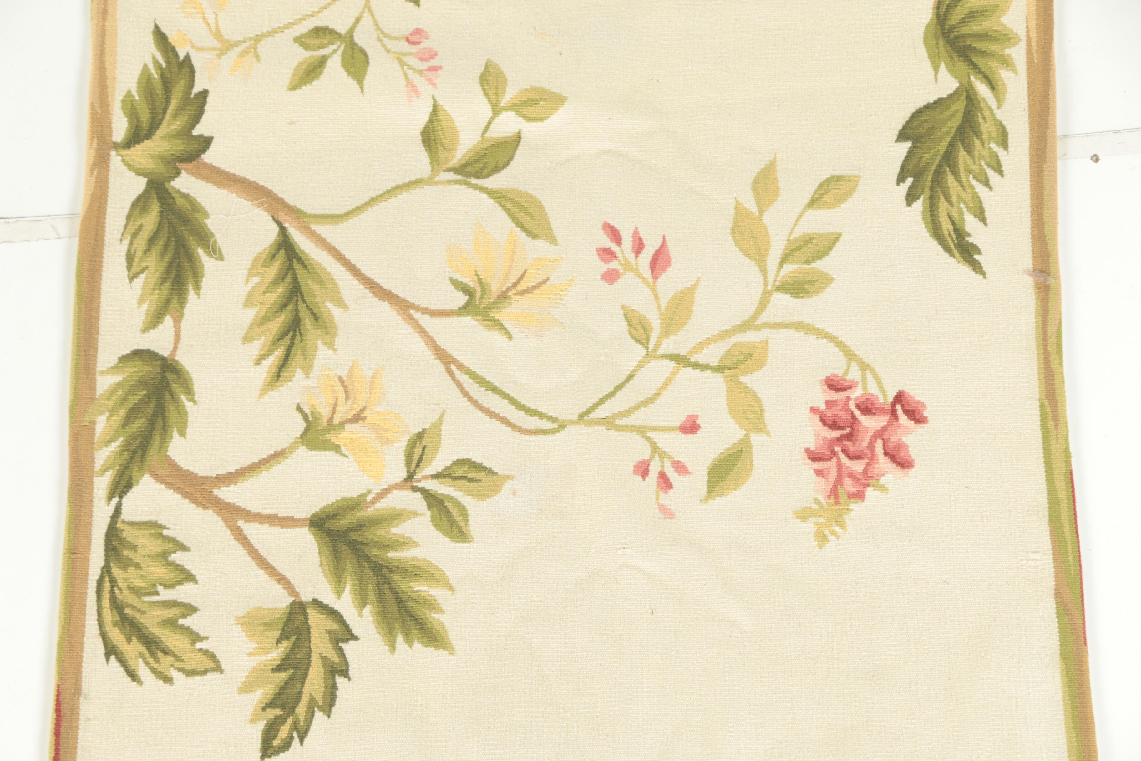 Needlepoint "Summer Aubusson" Wool Carpet Runner attributed to Asmara