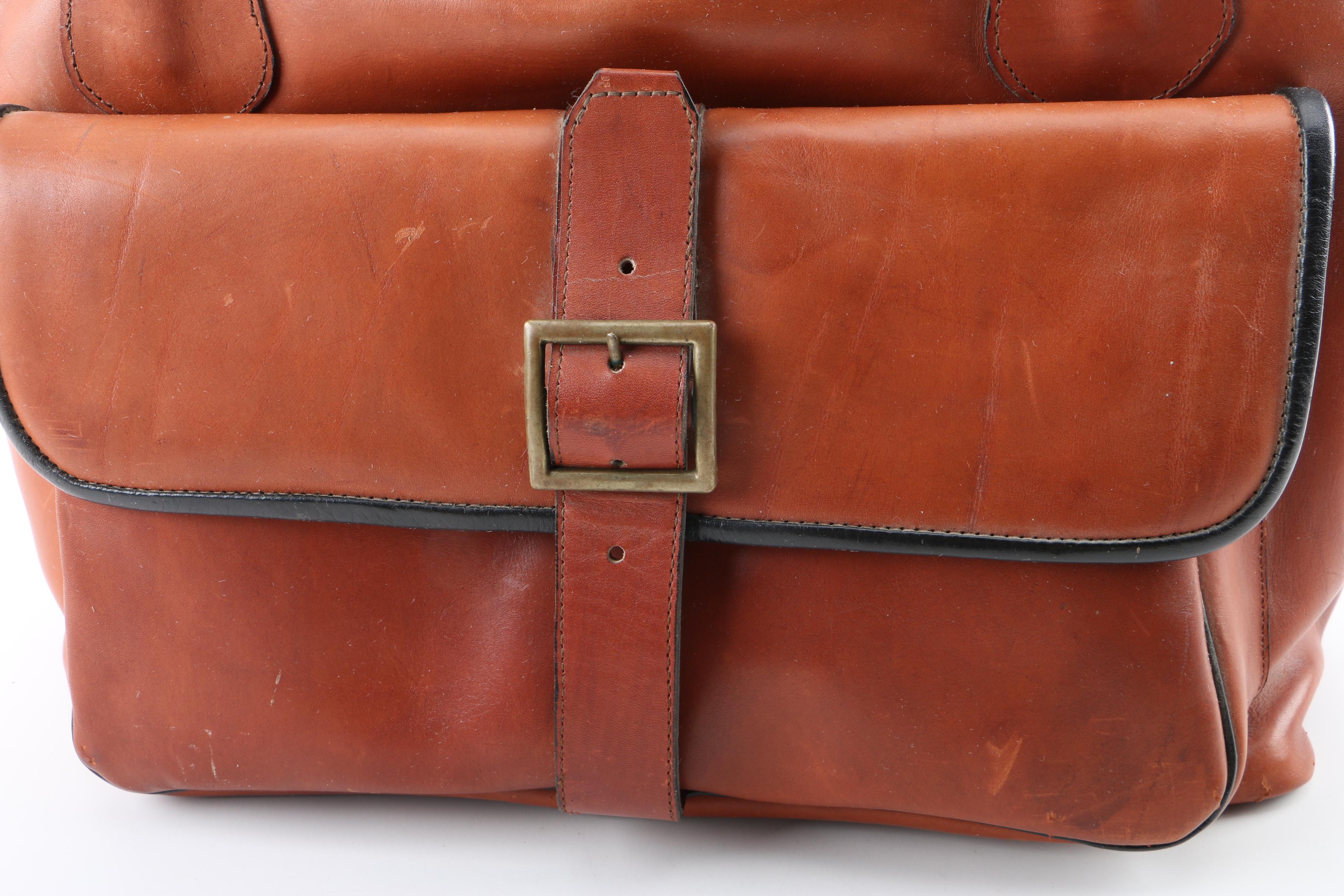 Vintage Leather Doctor's Bag with Copper Trim