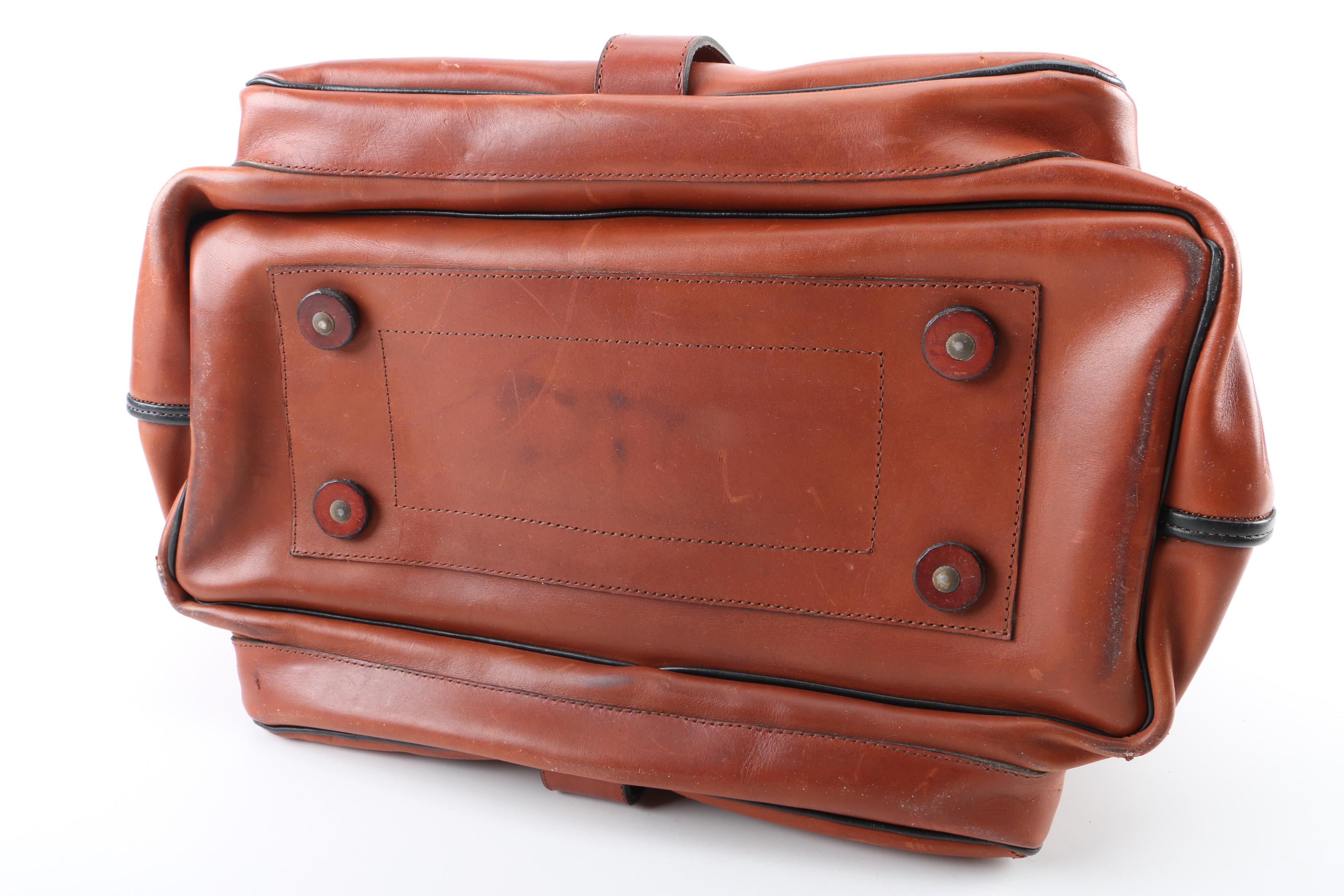 Vintage Leather Doctor's Bag with Copper Trim