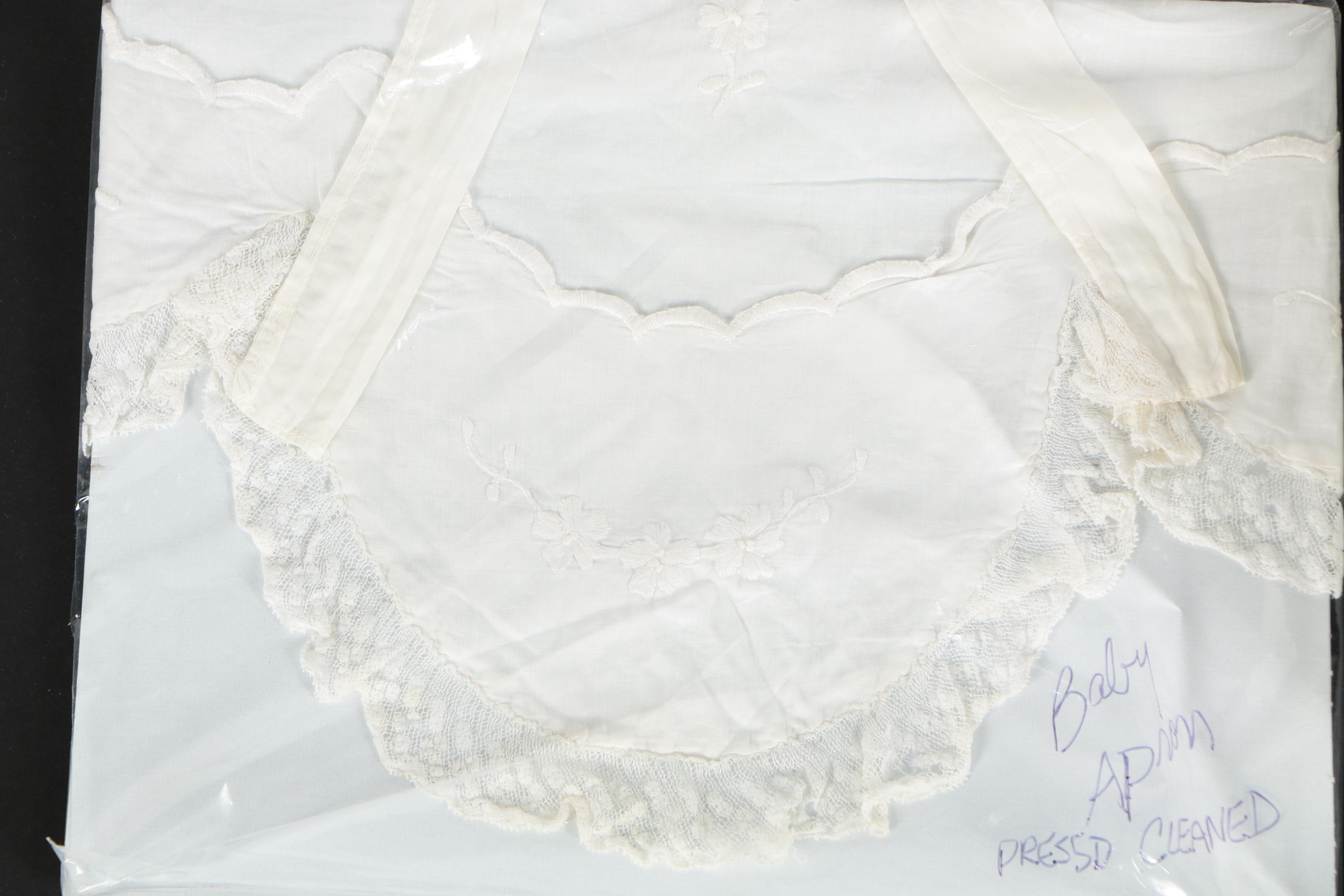 Infant Vintage Clothing Separates Including Knit Booties and Embroidered Cases