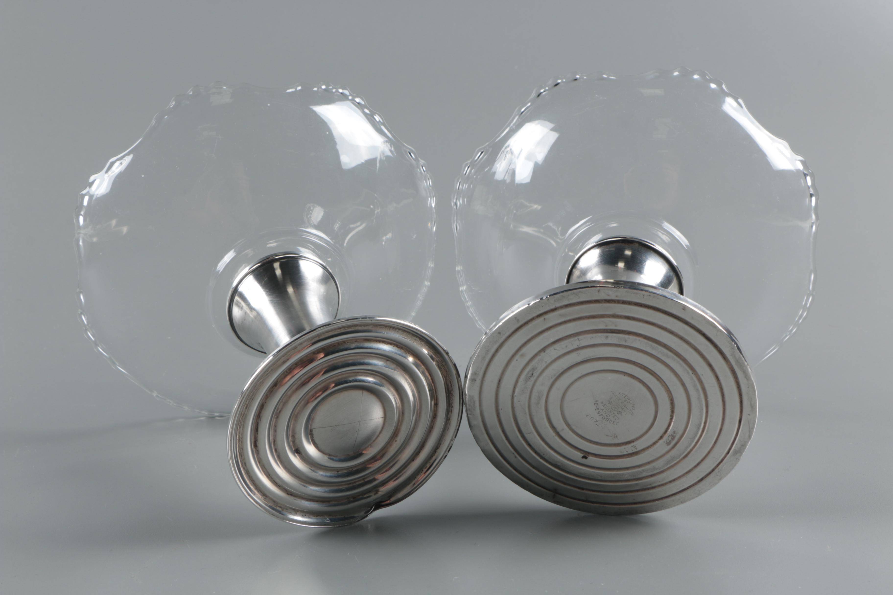 International Silver Co. Sterling Silver Bread Tray with Weighted Compotes