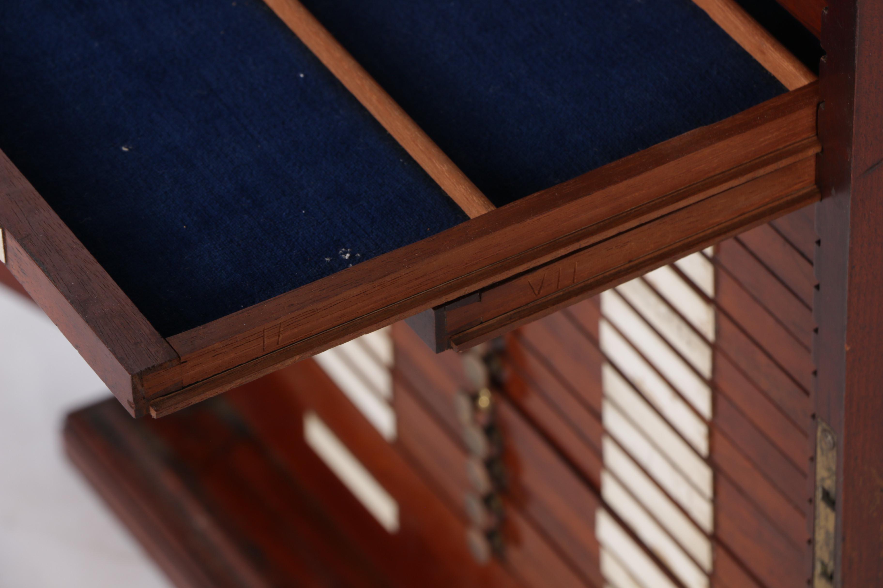 Antique Mahogany Microscope Slide Cabinet by R. & J. Beck