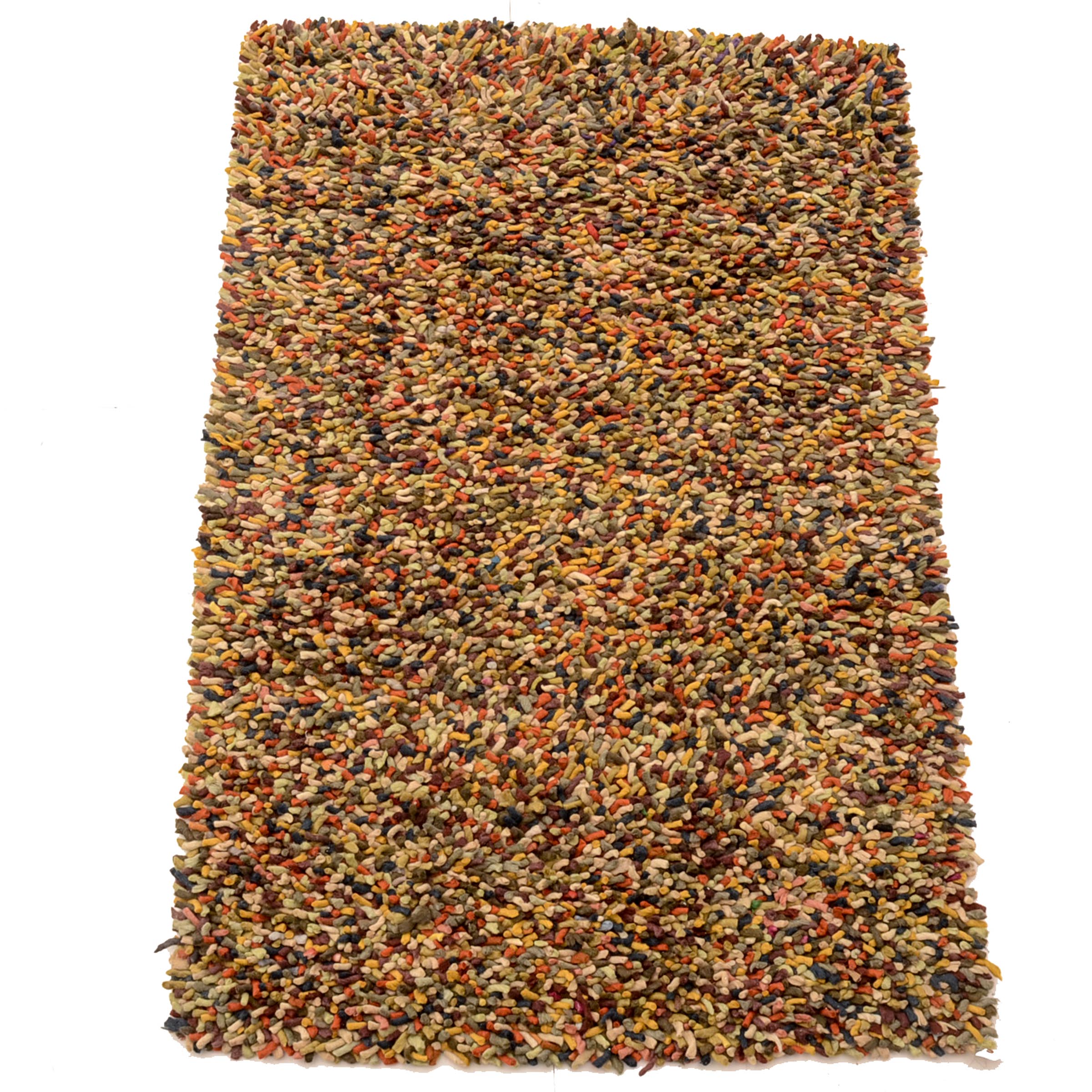 Modern Felted Wool Multi-Colored Shag Area Rug