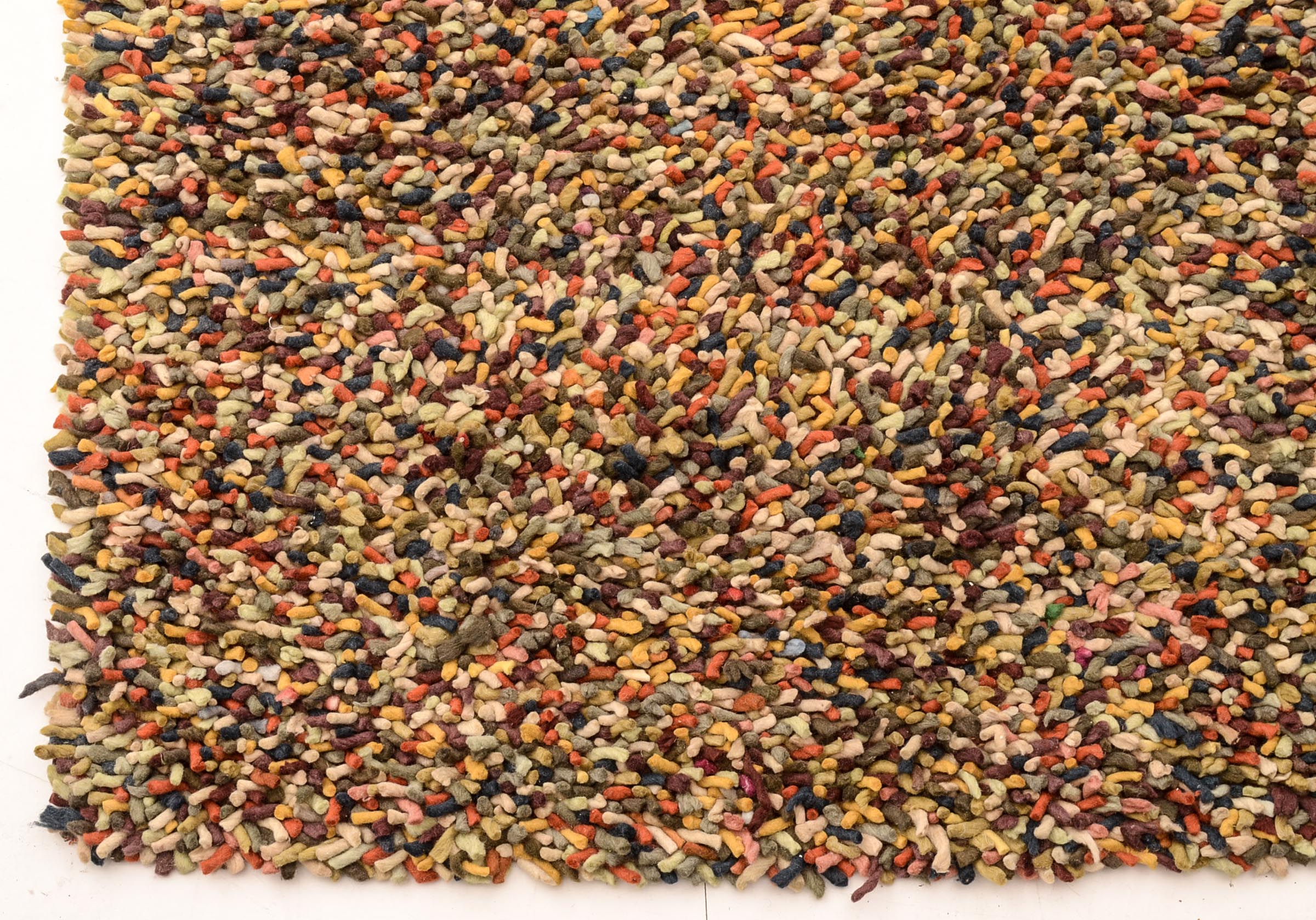 Modern Felted Wool Multi-Colored Shag Area Rug