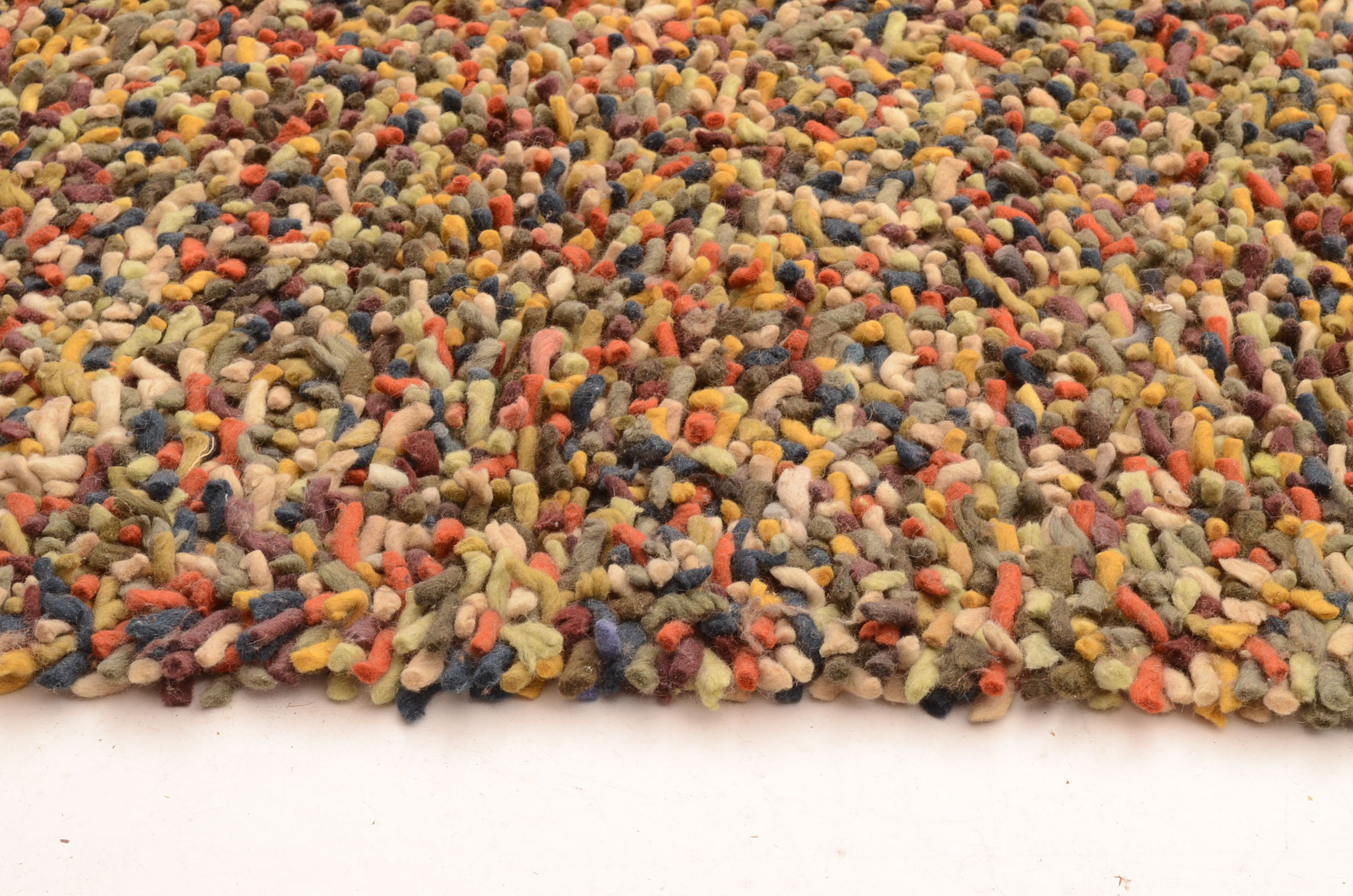 Modern Felted Wool Multi-Colored Shag Area Rug