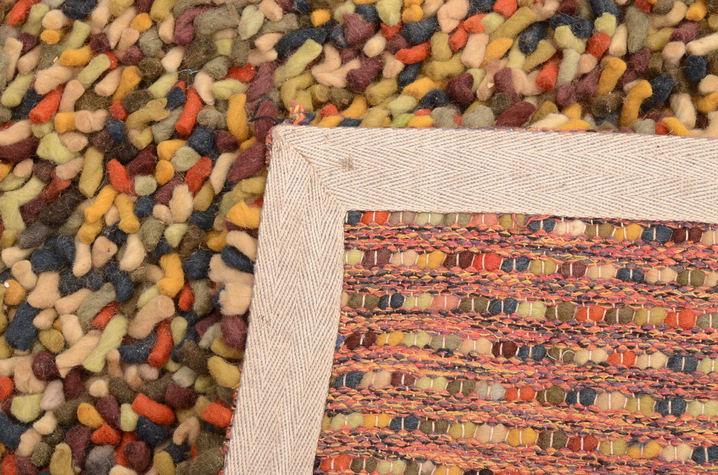 Modern Felted Wool Multi-Colored Shag Area Rug