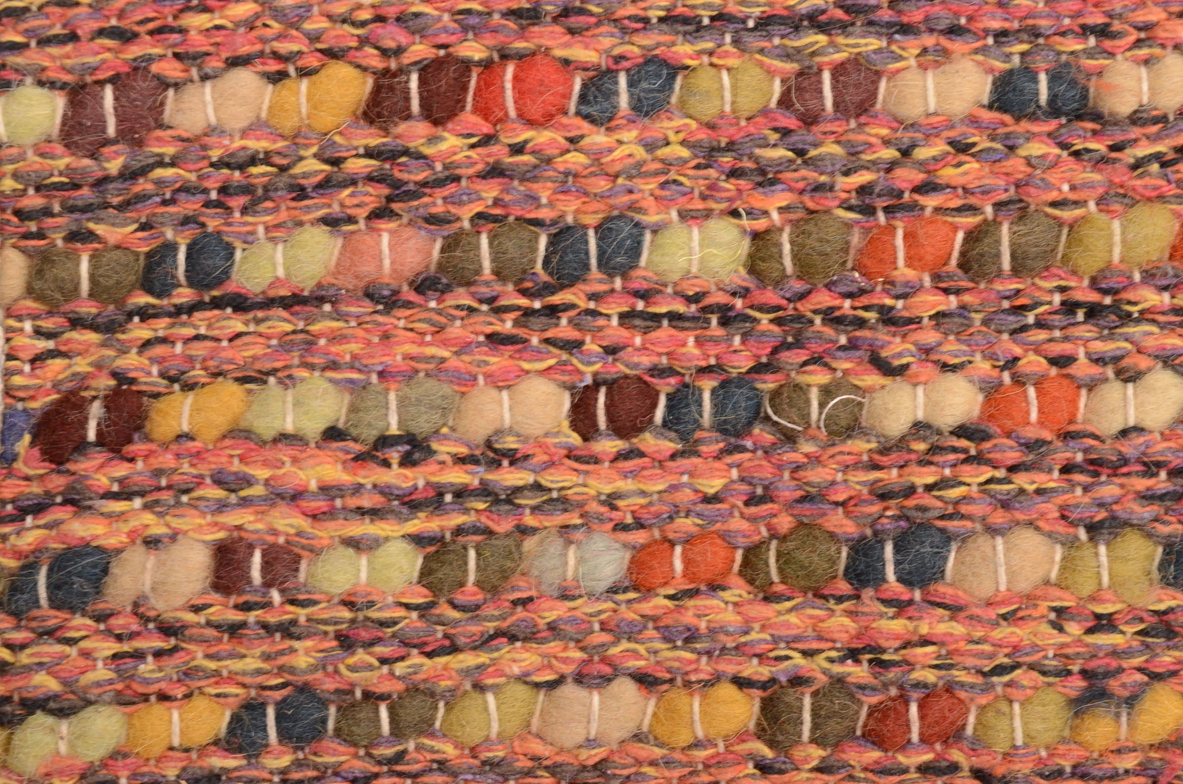 Modern Felted Wool Multi-Colored Shag Area Rug